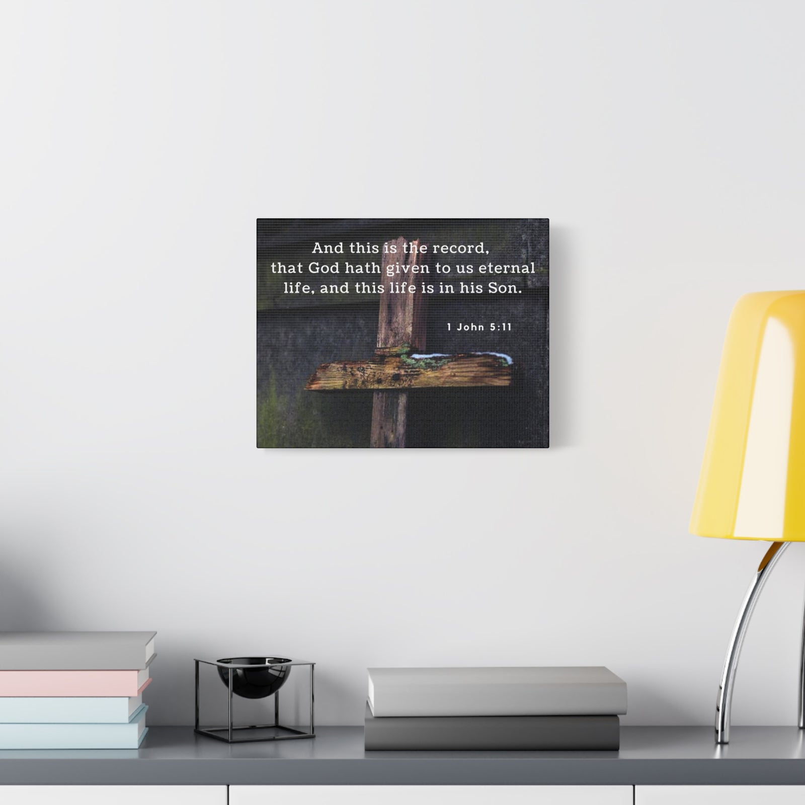 Scripture Walls The Record 1 John 5:11 Bible Verse Canvas Christian Wall Art Ready to Hang-Express Your Love Gifts