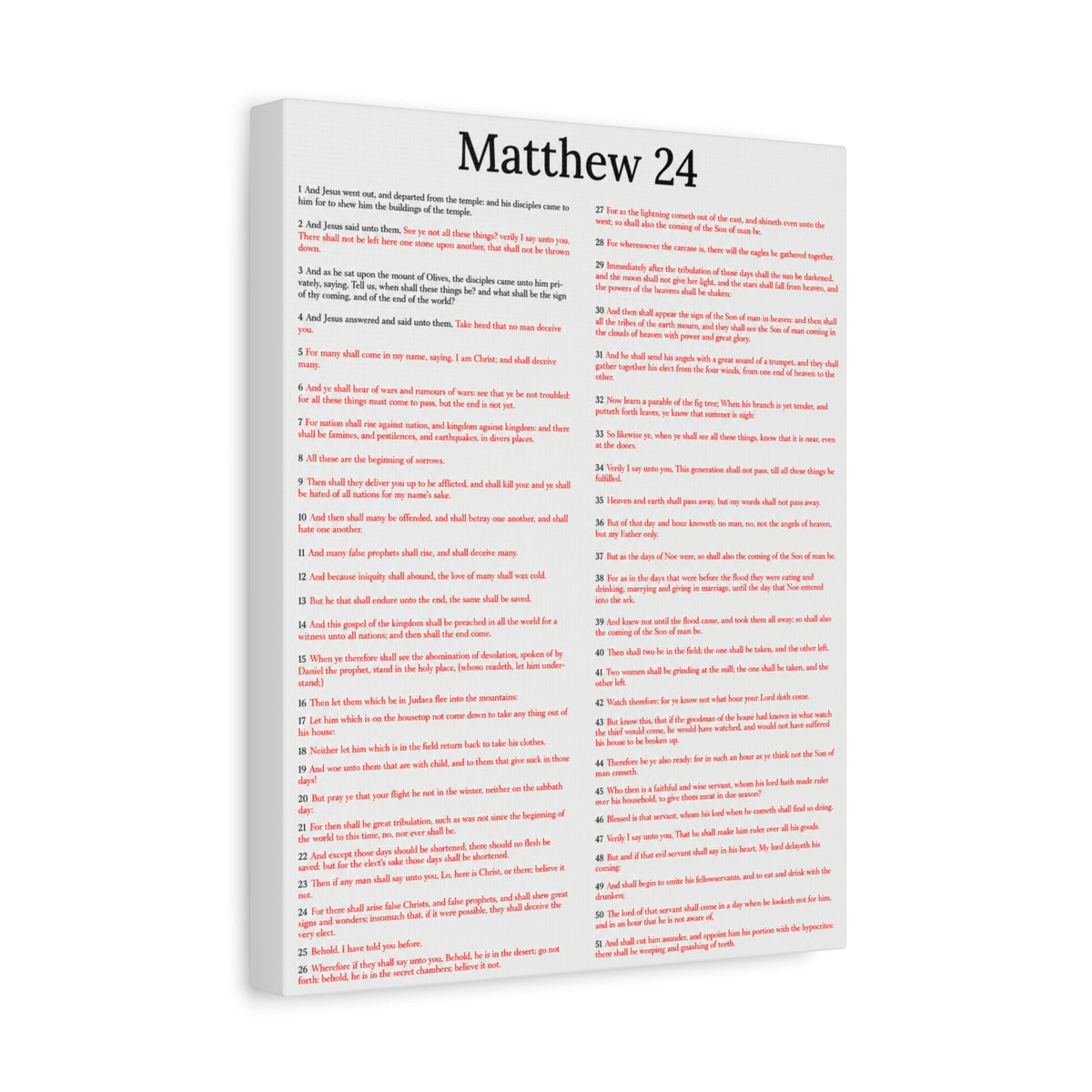 Scripture Walls Christ Words in Red Matthew 24 Chapter Christian Wall Art Print Ready to Hang Unframed-Express Your Love Gifts