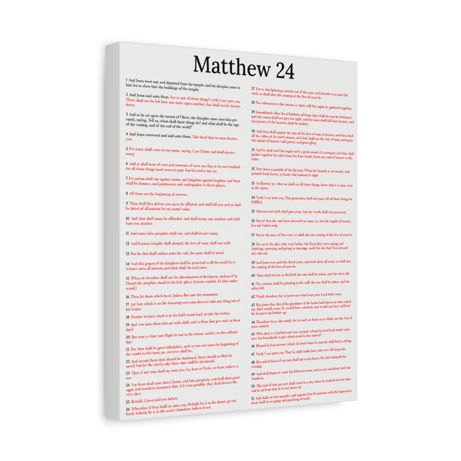 Scripture Walls Christ Words in Red Matthew 24 Chapter Christian Wall Art Print Ready to Hang Unframed-Express Your Love Gifts