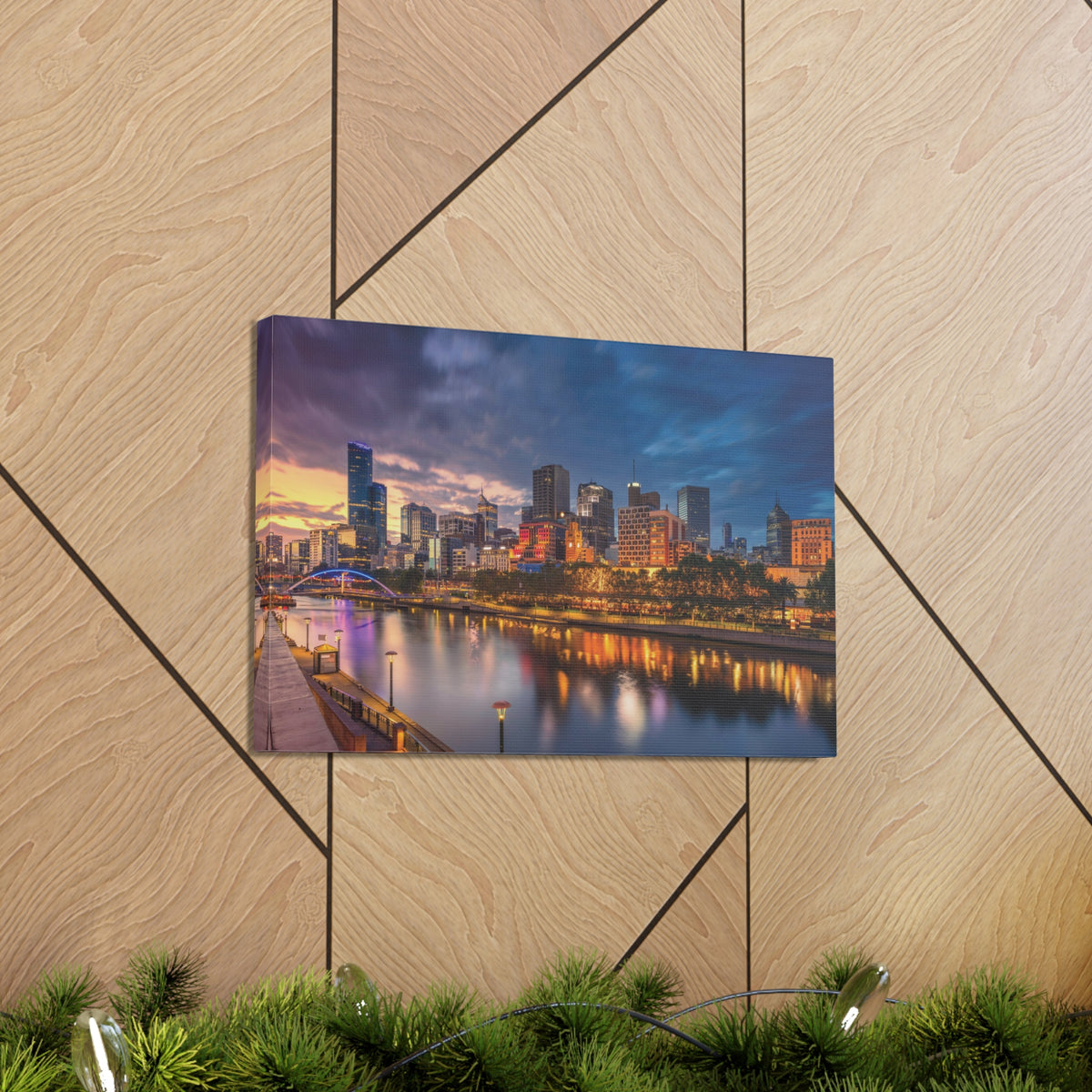 Melbourne Night Skyline Canvas Artwork High-Quality Breathtaking Stunning Cityscape for Home Decor Ready to Hang-Express Your Love Gifts