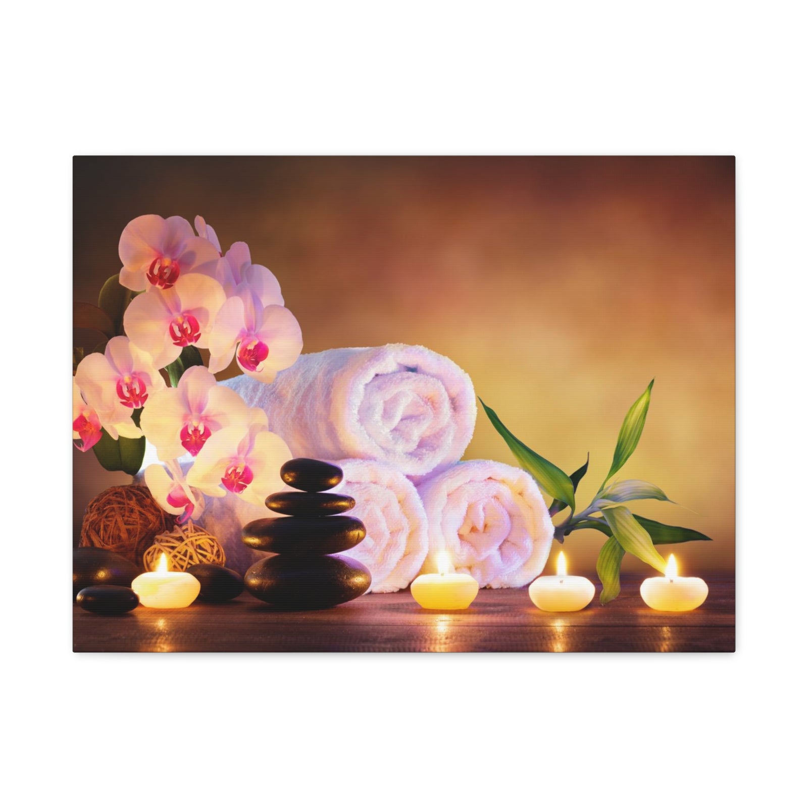 Massage Stones with Towels Forest Floral Nature Photography Canvas Wall Art for Home Decor Ready-to-Hang-Express Your Love Gifts