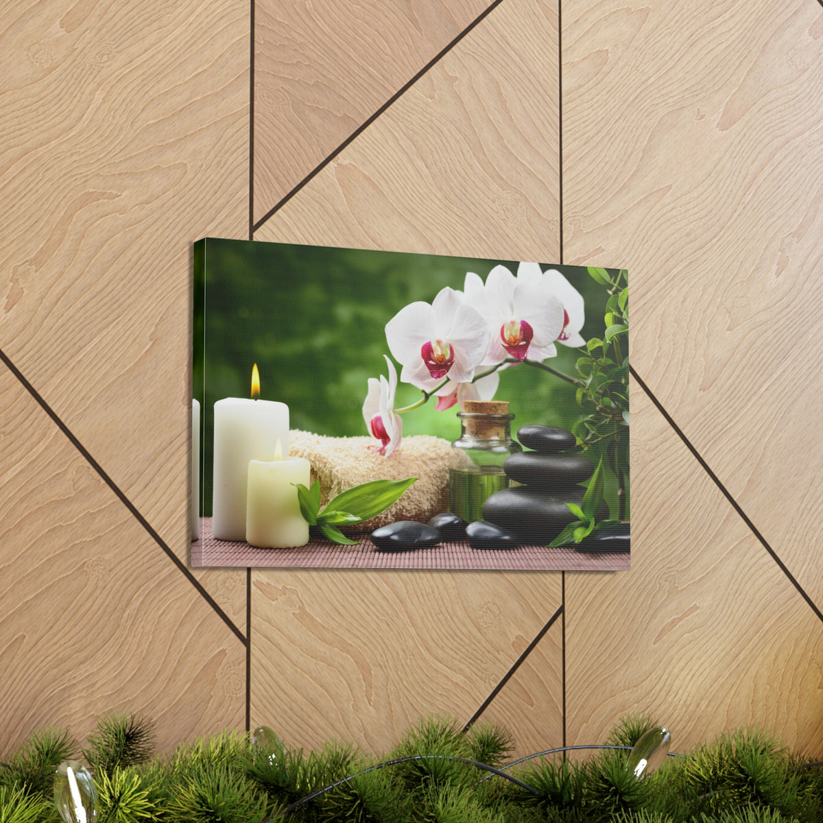 Orchid Flower and Stone Forest Floral Nature Photography Canvas Wall Art for Home Decor Ready-to-Hang-Express Your Love Gifts