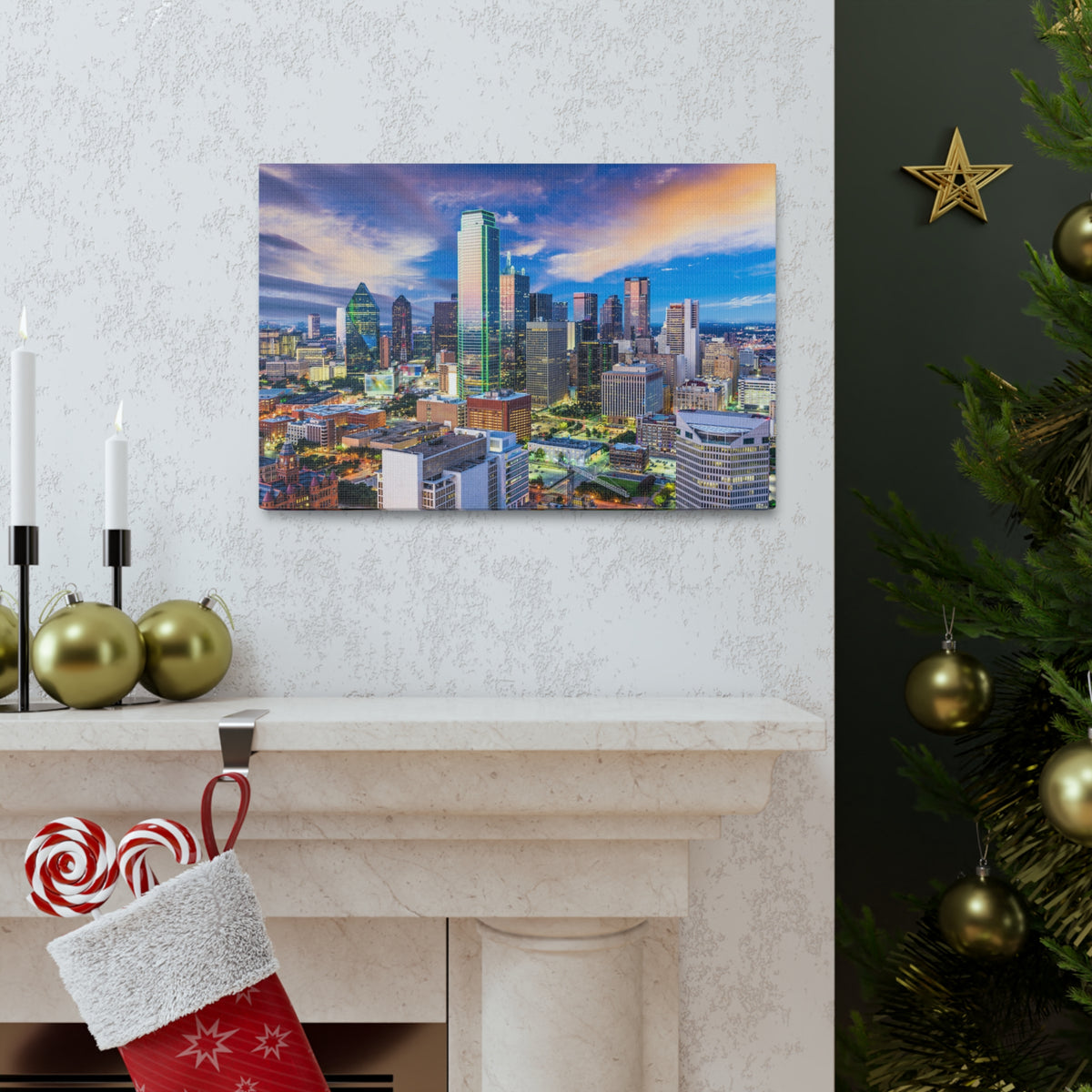 Dallas Daytime Skyline Canvas Artwork High-Quality Breathtaking Stunning Cityscape for Home Decor Ready to Hang-Express Your Love Gifts