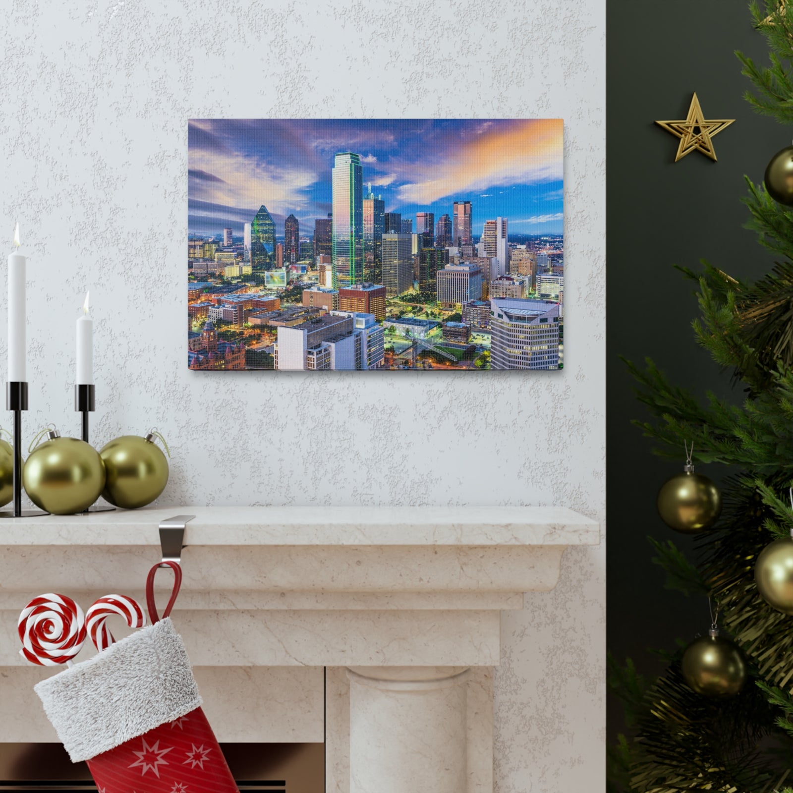Dallas Daytime Skyline Canvas Artwork High-Quality Breathtaking Stunning Cityscape for Home Decor Ready to Hang-Express Your Love Gifts