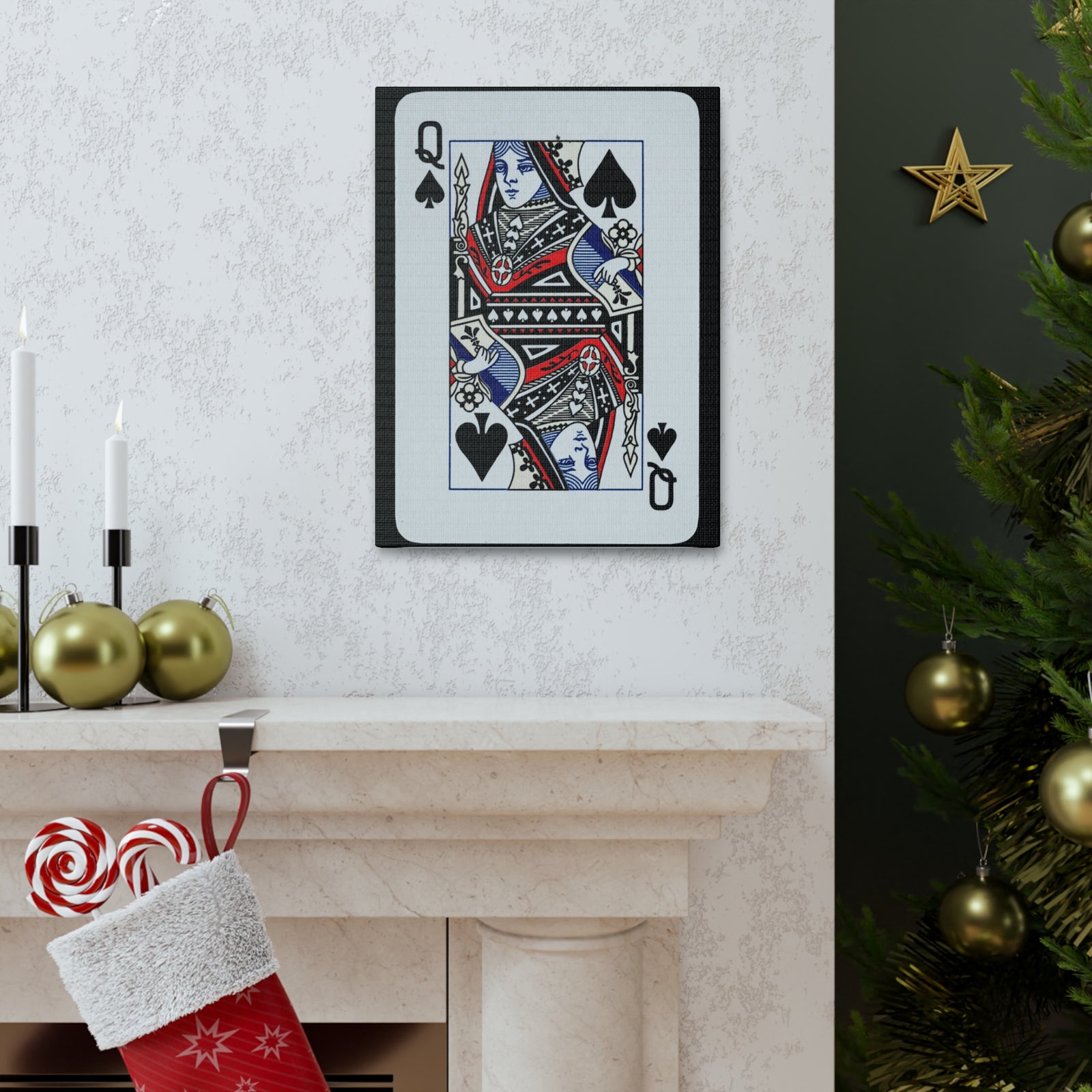 Queen of Spades Playing Card Canvas Wall Art for Home Decor Ready-to-Hang-Express Your Love Gifts