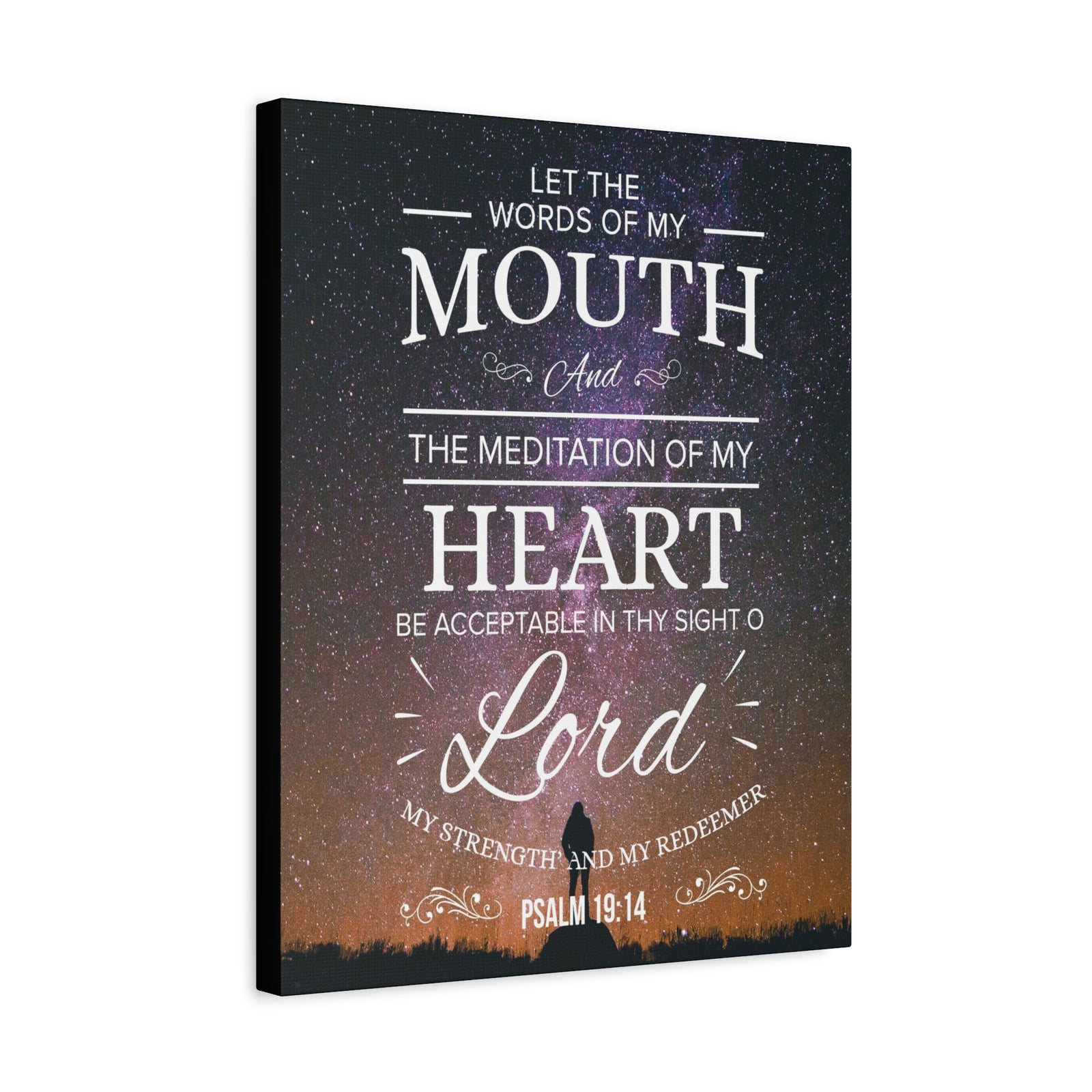 Scripture Canvas My Strength and Redeemer Psalm 19:14 Christian Wall Art Bible Verse Print Ready to Hang-Express Your Love Gifts