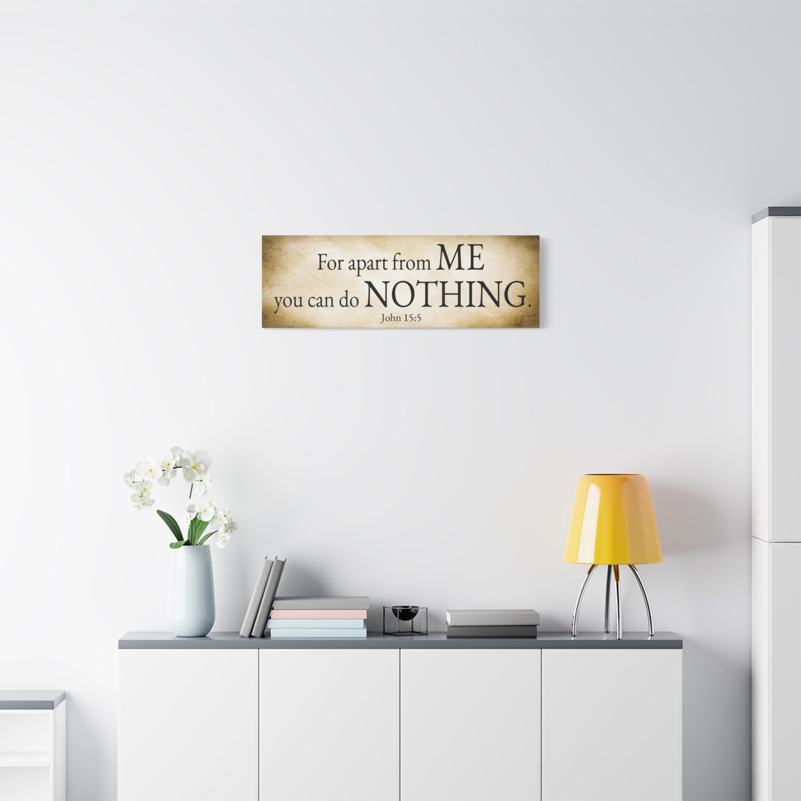 Scripture Walls John 15:5 For apart from me you can do nothing Gold Bible Verse Canvas Christian Wall Art Ready to Hang Unframed-Express Your Love Gifts