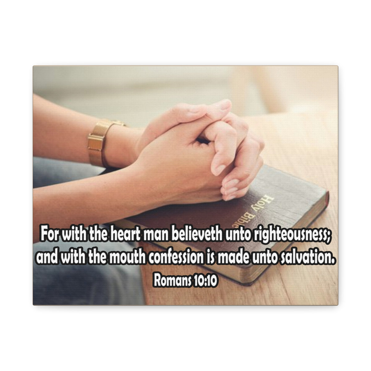 Bible Verse Canvas Convention is Unto Romans 10:10 Christian Home Décor Wall Art Scripture Ready to Hang Faith Print-Express Your Love Gifts