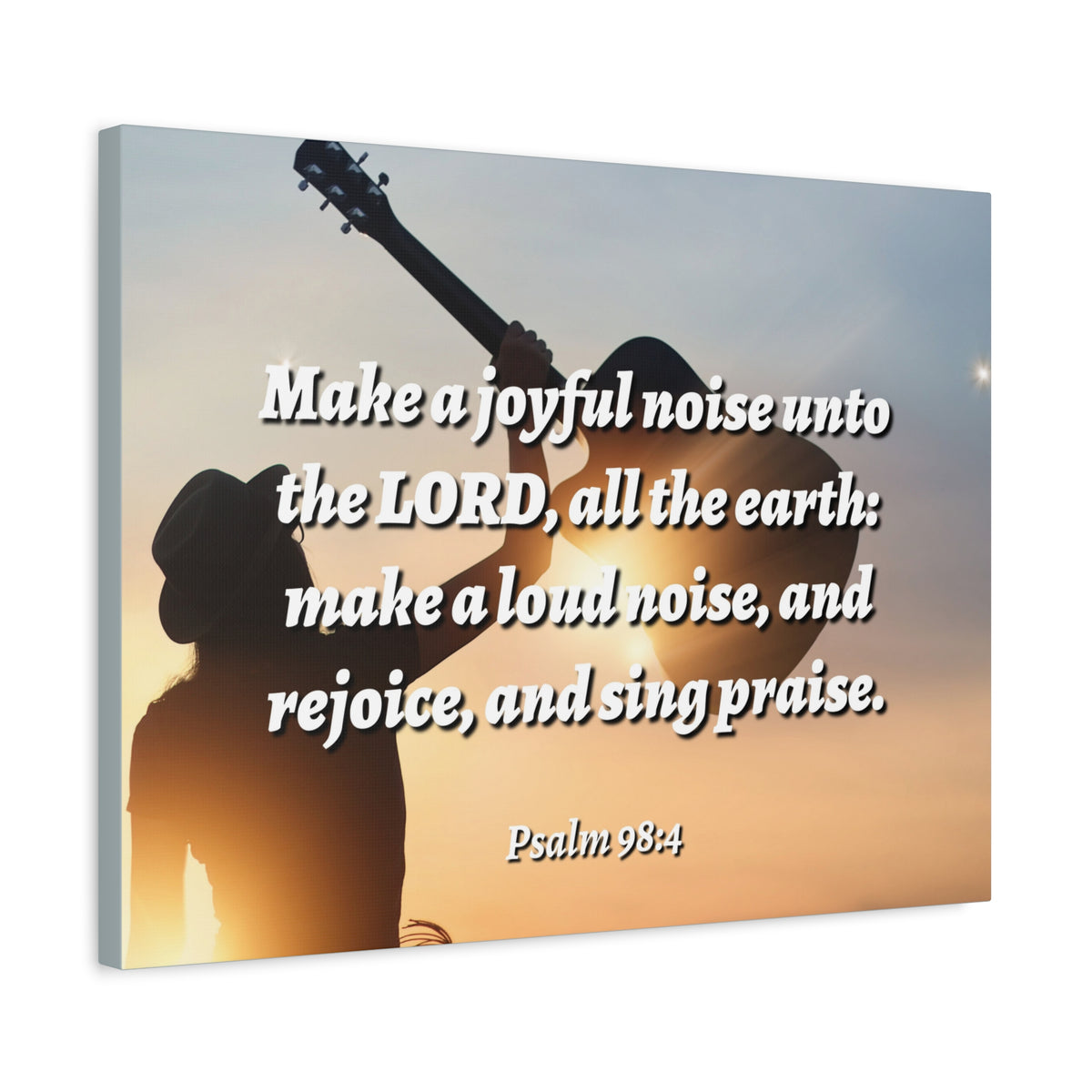 Scripture Canvas Sing Praise Psalm 98:4 Christian Wall Art Bible Verse Print Ready to Hang-Express Your Love Gifts