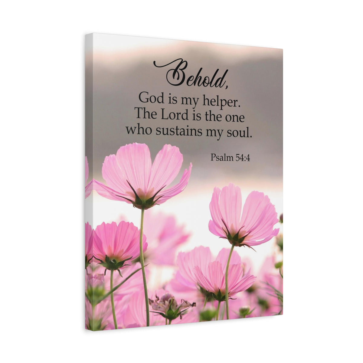 Scripture Canvas Behold, God is My Helper Psalm 54:4 Christian Wall Art Bible Verse Print Ready to Hang-Express Your Love Gifts
