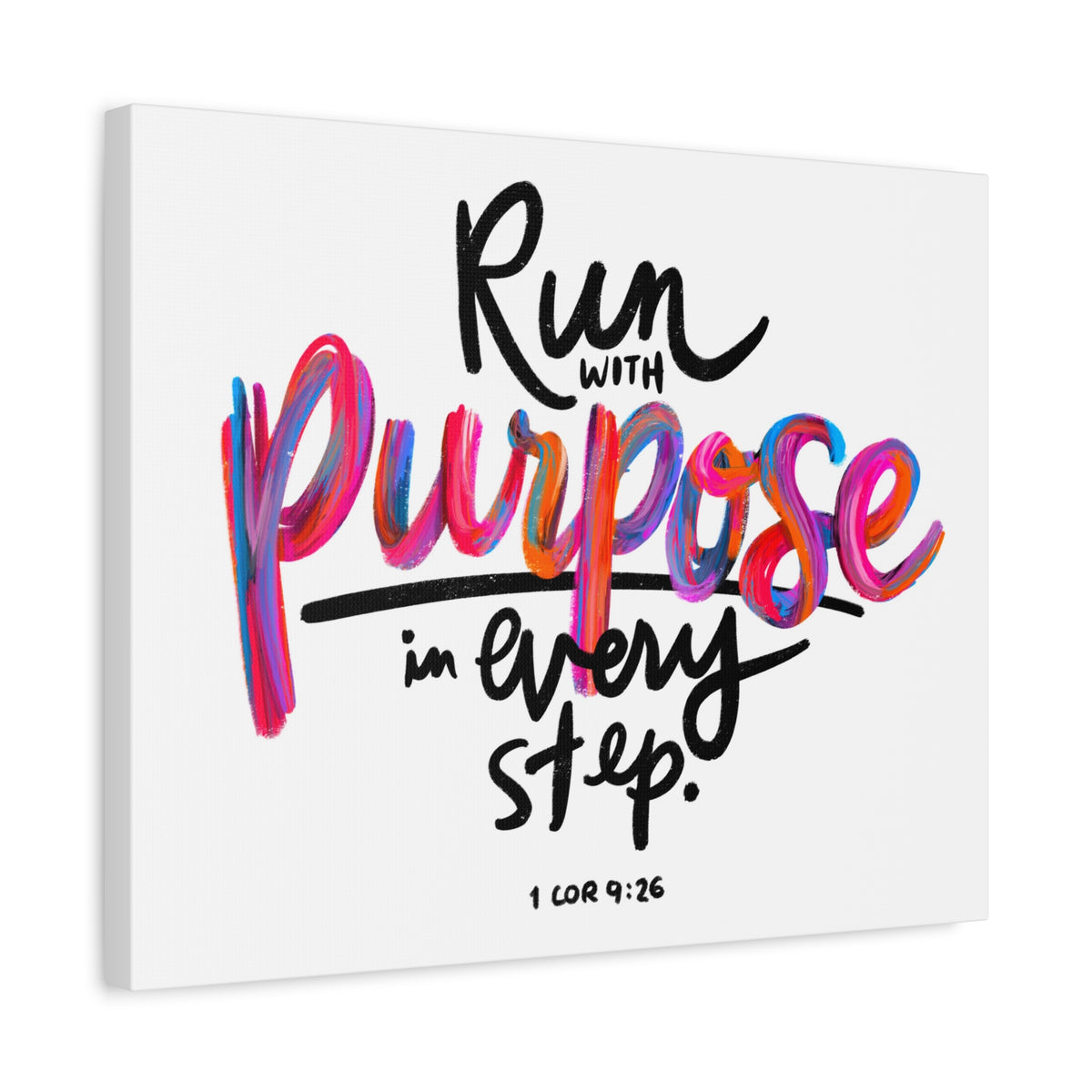 Scripture Canvas Run With Purpose 1 Corinthians 9:26 Christian Wall Art Bible Verse Print Ready to Hang-Express Your Love Gifts
