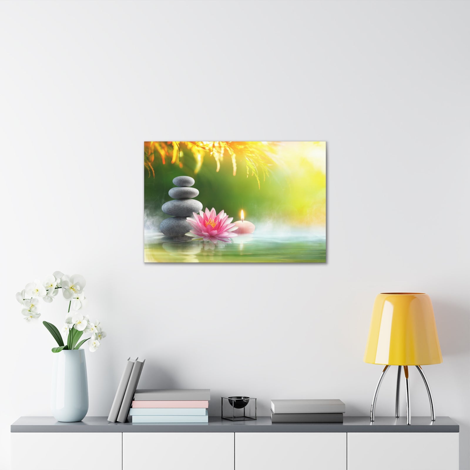 Relaxation with Massage Stones Forest Floral Nature Photography Canvas Wall Art for Home Decor Ready-to-Hang-Express Your Love Gifts