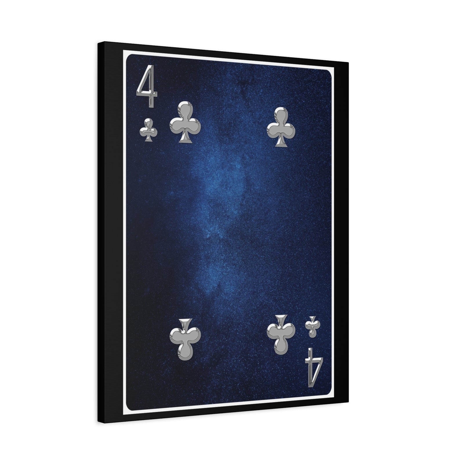 Four Of Clubs Space Background Playing Card Canvas Wall Art for Home Decor Ready-to-Hang-Express Your Love Gifts