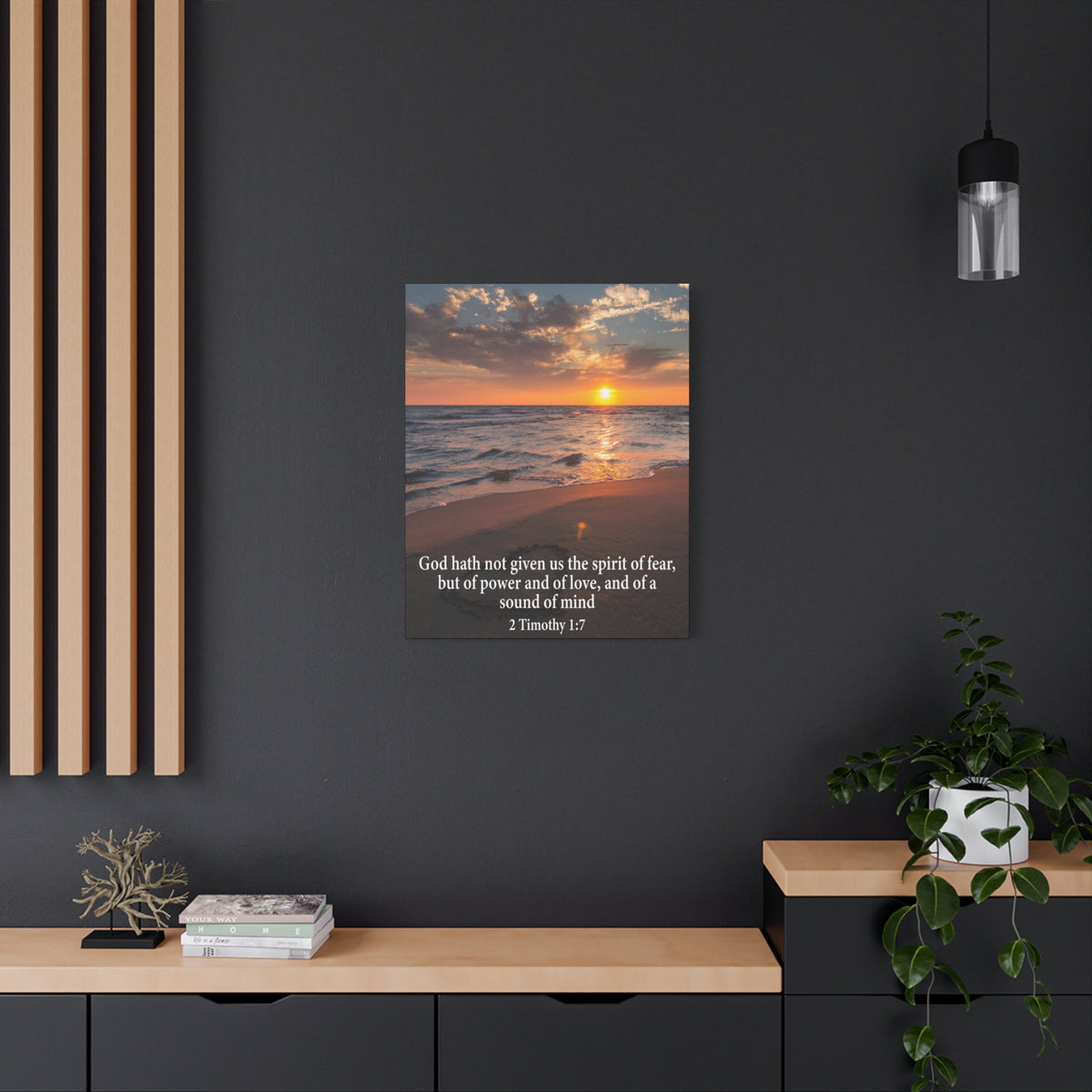 Scripture Canvas No Fear 2 Timothy 1:7 Christian Wall Art Bible Verse Print Ready to Hang-Express Your Love Gifts