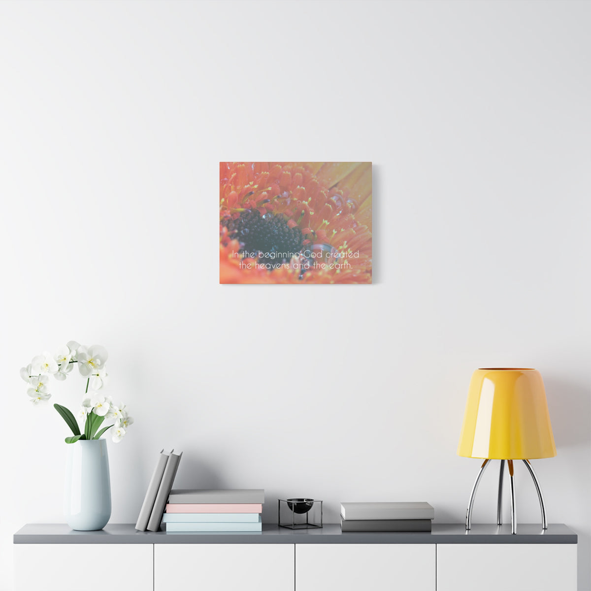 Scripture Canvas The Heavens And The Earth Genesis 1:1 Christian Wall Art Bible Verse Print Ready to Hang-Express Your Love Gifts