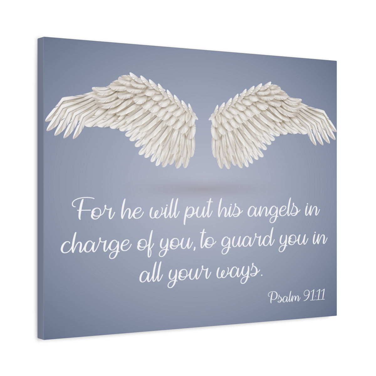 Bible Verse Canvas God's Angels Psalm 91:11 Christian Home Décor Wall Art Scripture Ready to Hang Faith Print-Express Your Love Gifts