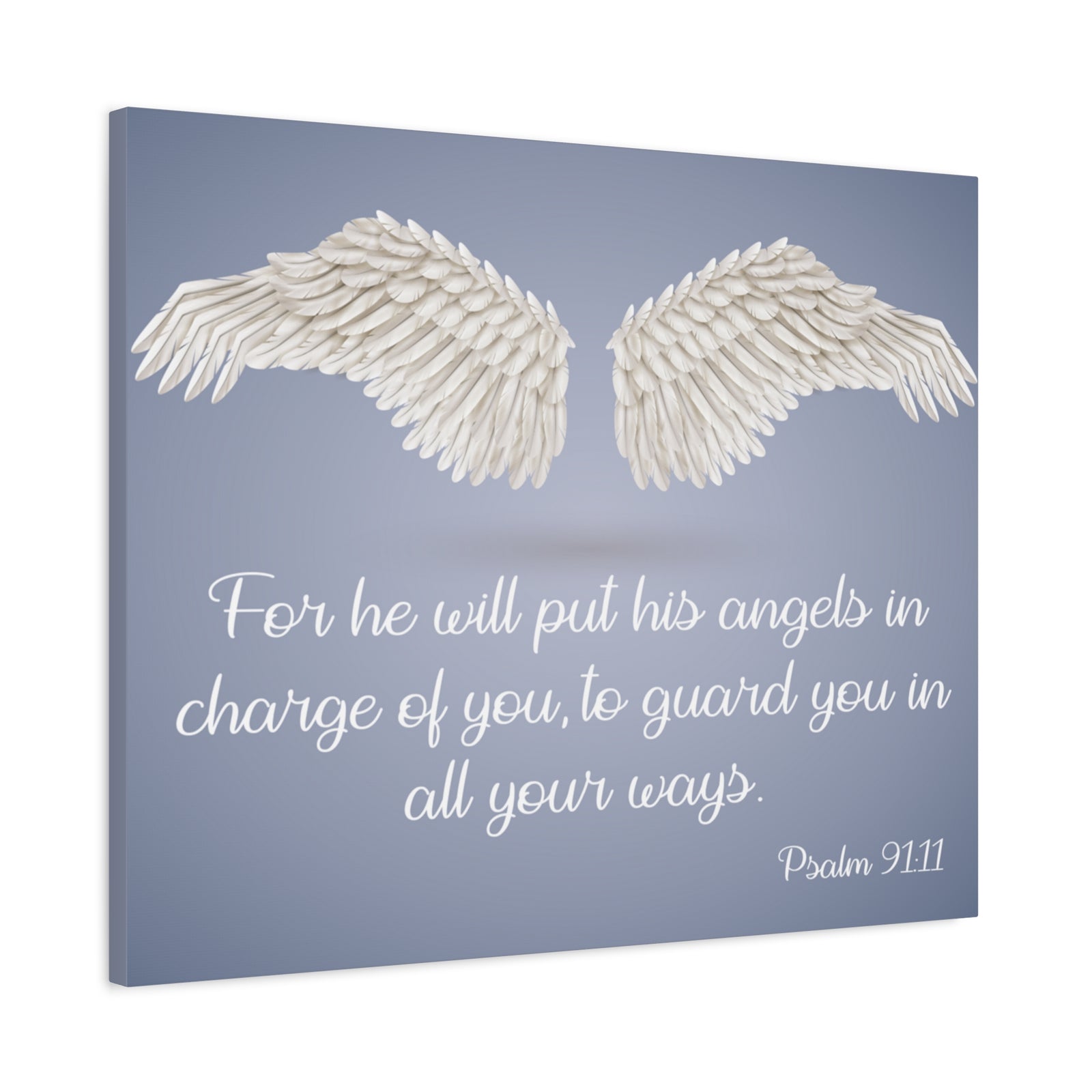 Bible Verse Canvas God's Angels Psalm 91:11 Christian Home Décor Wall Art Scripture Ready to Hang Faith Print-Express Your Love Gifts