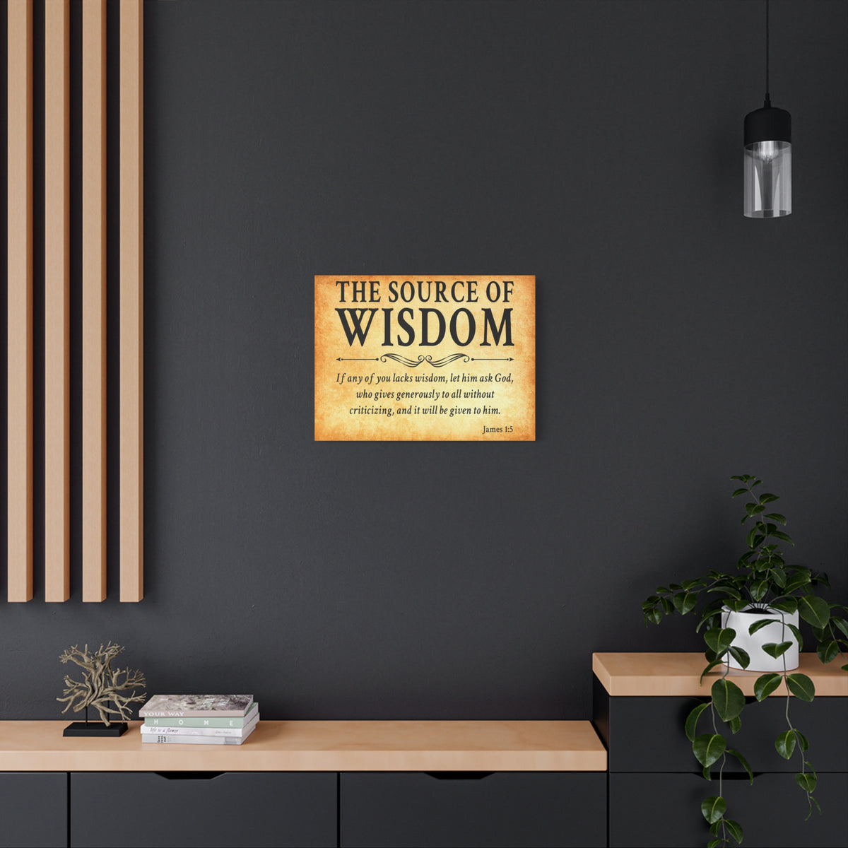 Scripture Walls James 1:5 The Source of Wisdom Gold Bible Verse Canvas Christian Wall Art Ready to Hang Unframed-Express Your Love Gifts