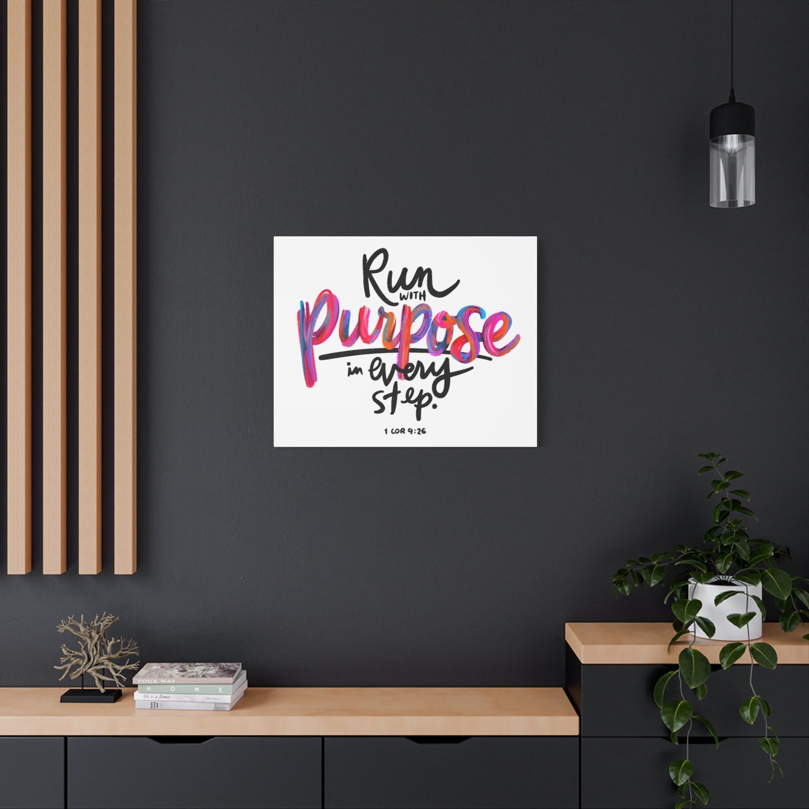 Scripture Canvas Run With Purpose 1 Corinthians 9:26 Christian Wall Art Bible Verse Print Ready to Hang-Express Your Love Gifts
