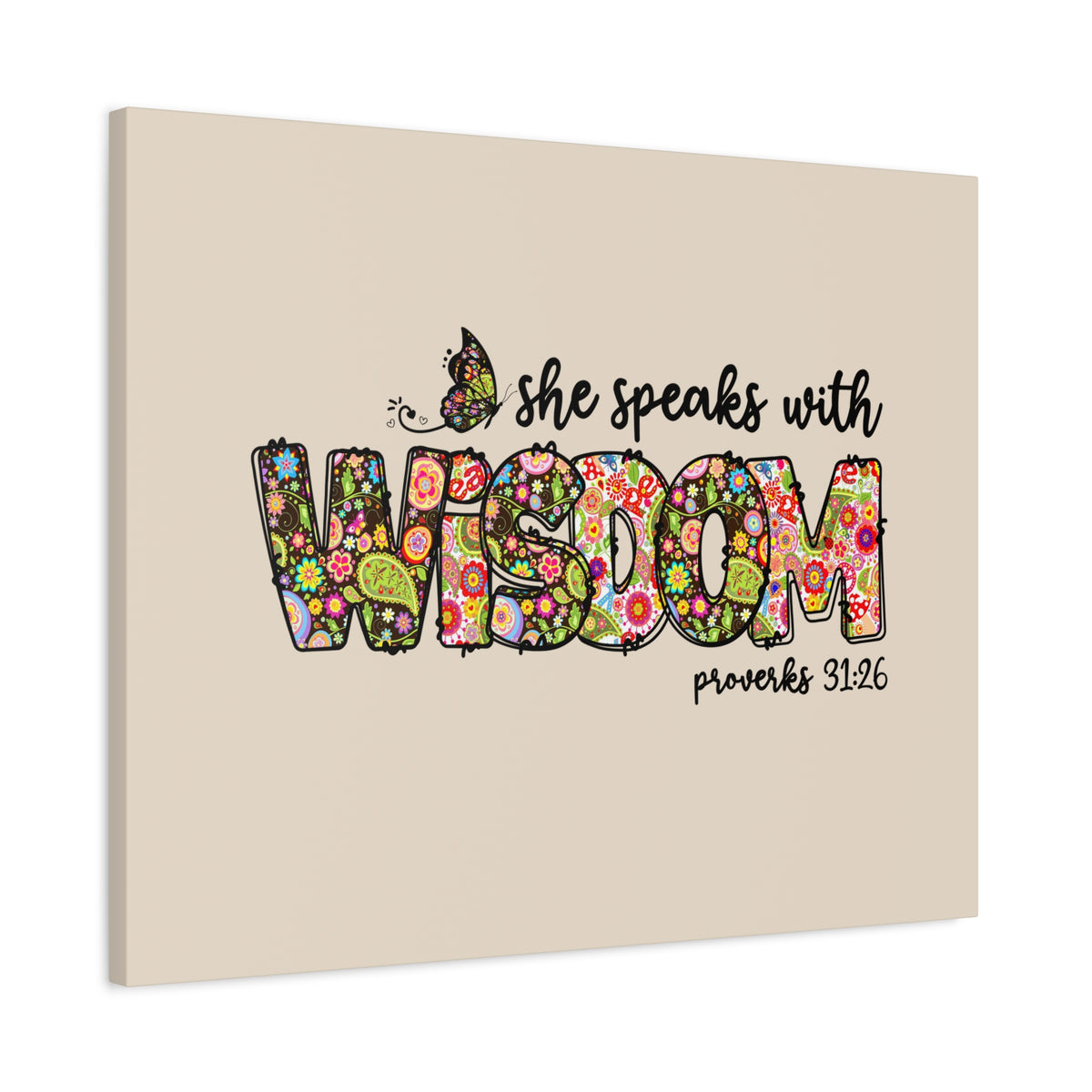 Scripture Walls She Speaks With Wisdom Proverbs 31:26 Bible Verse Canvas Christian Wall Art Ready to Hang-Express Your Love Gifts