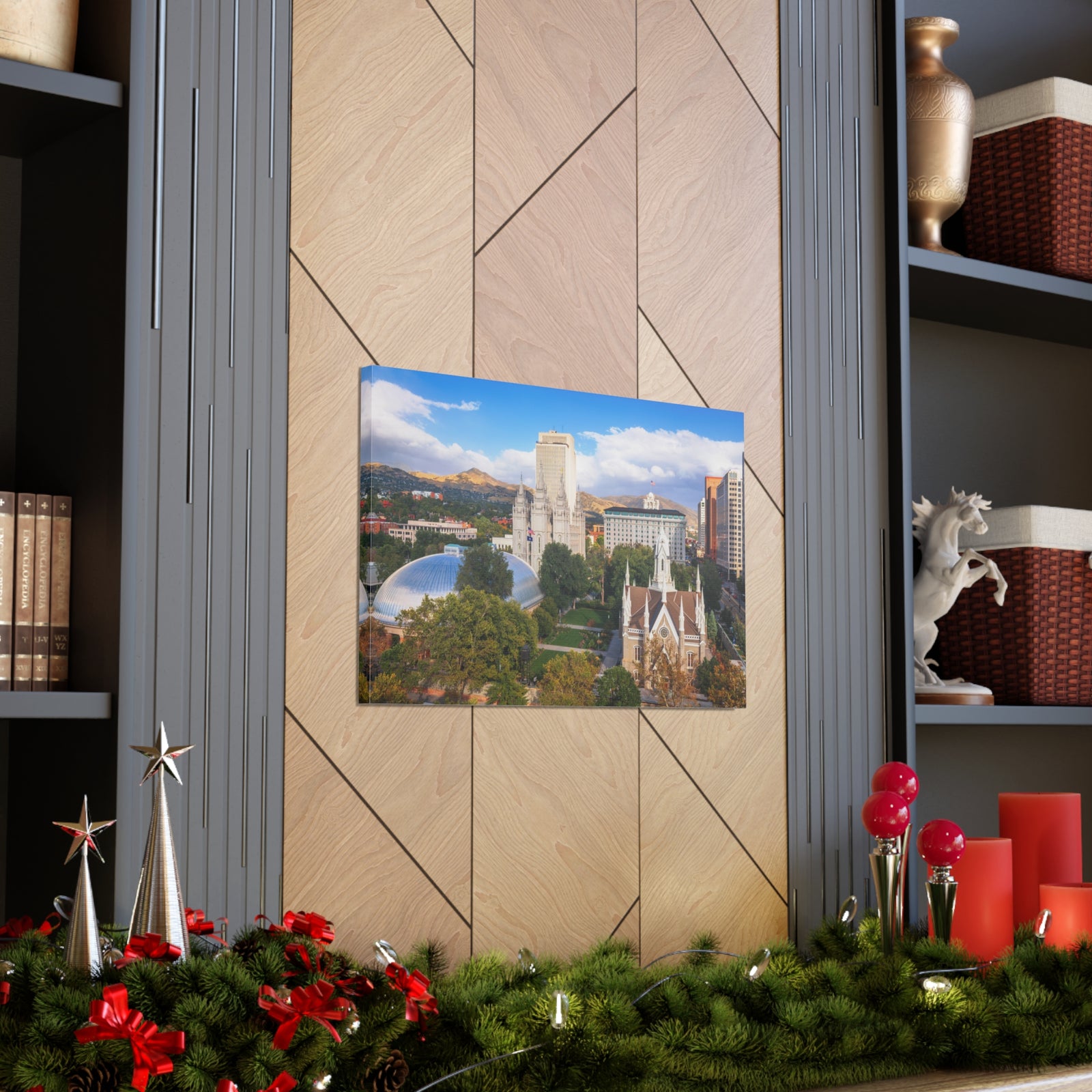 Salt Lake City Daytime Skyline Canvas Artwork High-Quality Breathtaking Stunning Cityscape for Home Decor Ready to Hang-Express Your Love Gifts