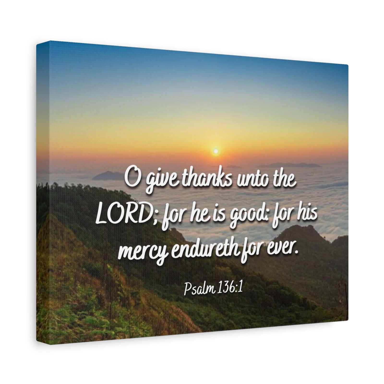Scripture Canvas For His Mercy Psalm 136:1 Christian Wall Art Bible Verse Print Ready to Hang-Express Your Love Gifts