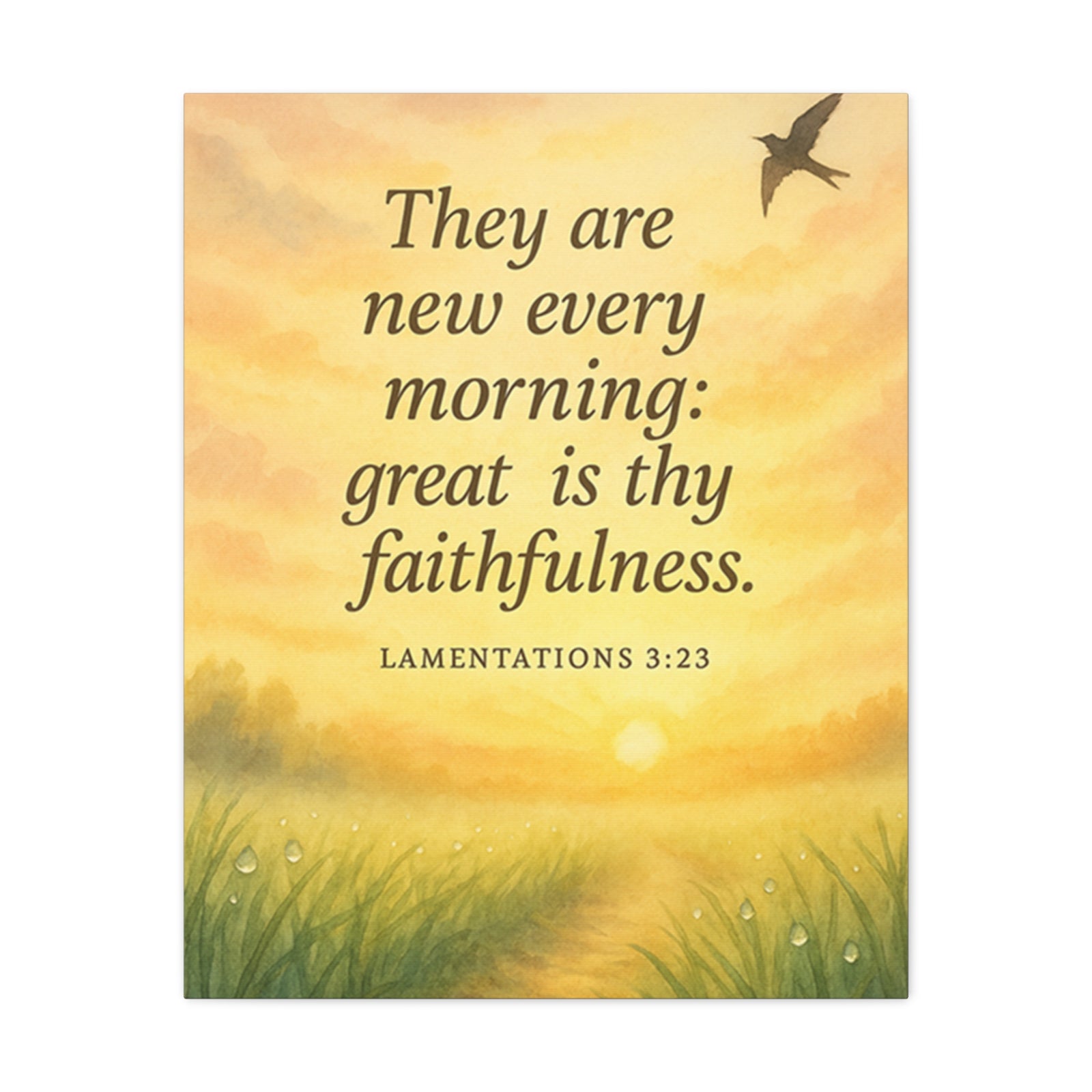 Bible Verse Canvas Lamentations 3:23 Christian Home Décor Wall Art Scripture Ready to Hang Faith Print-Express Your Love Gifts