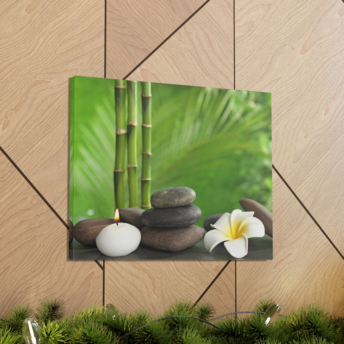 Stones on Table Forest Floral Nature Photography Canvas Wall Art for Home Decor Ready-to-Hang-Express Your Love Gifts