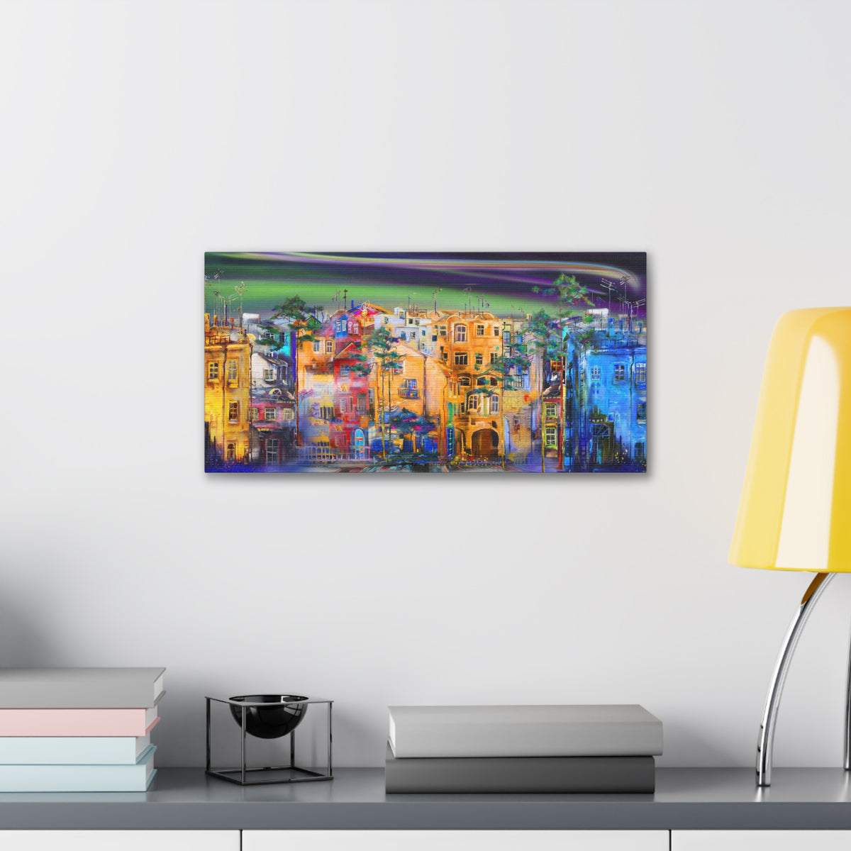 City Skyline Night Street Canvas Wall Art for Home Decor Ready-to-Hang-Express Your Love Gifts