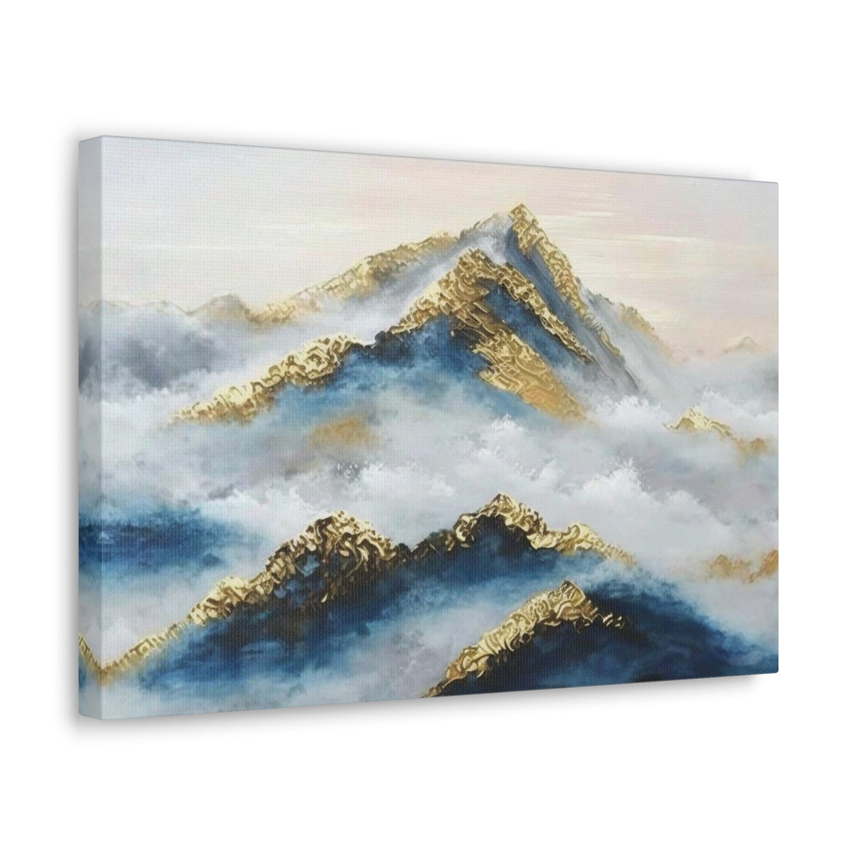 Large Mountain With Clouds Gold and Blue Landscape Painting Canvas Wall Art for Home Decor Ready-to-Hang-Express Your Love Gifts