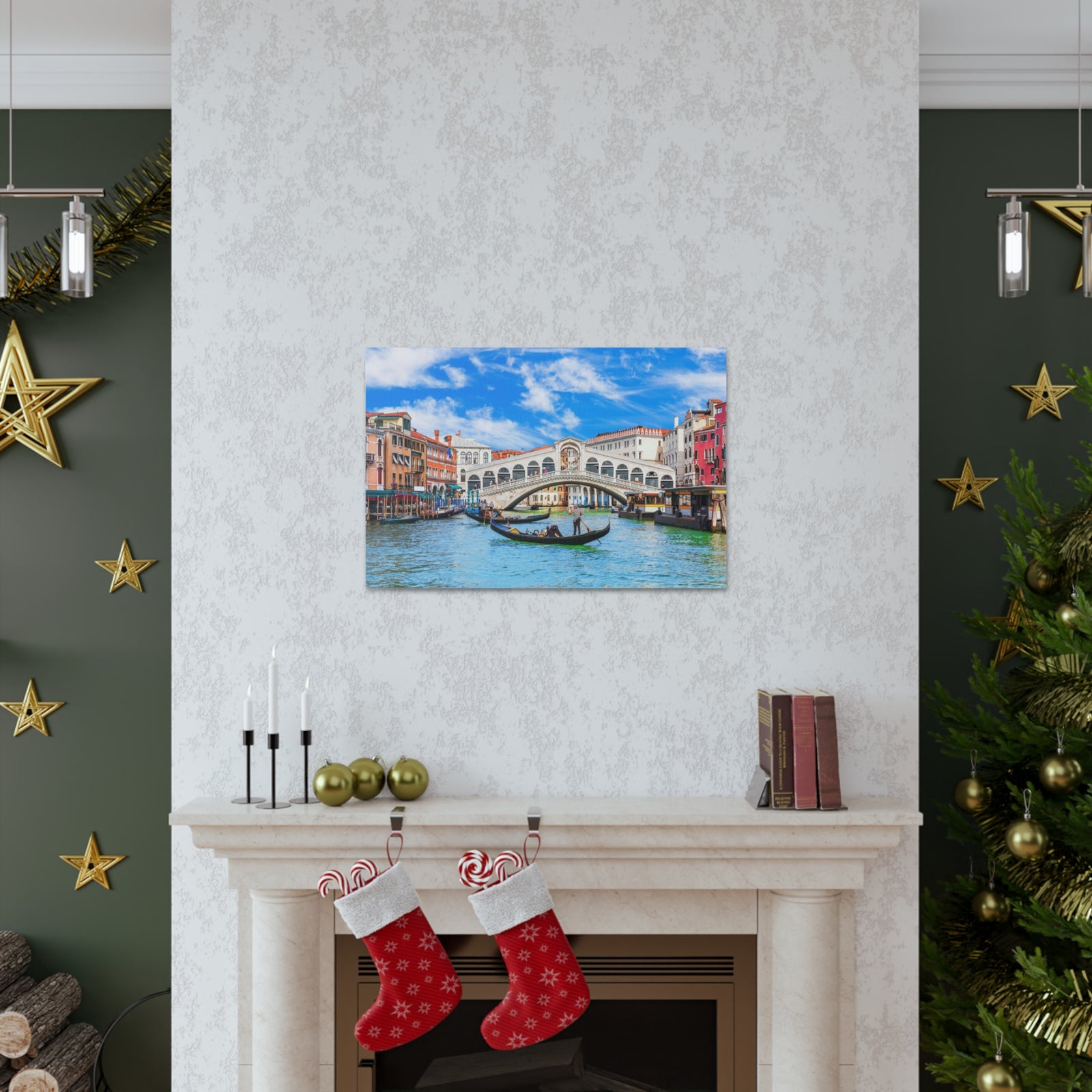 Rialto Bridge Venice Modern Multicolor Scenic Nature Photography Canvas Home Office Decor Ready to Hang-Express Your Love Gifts
