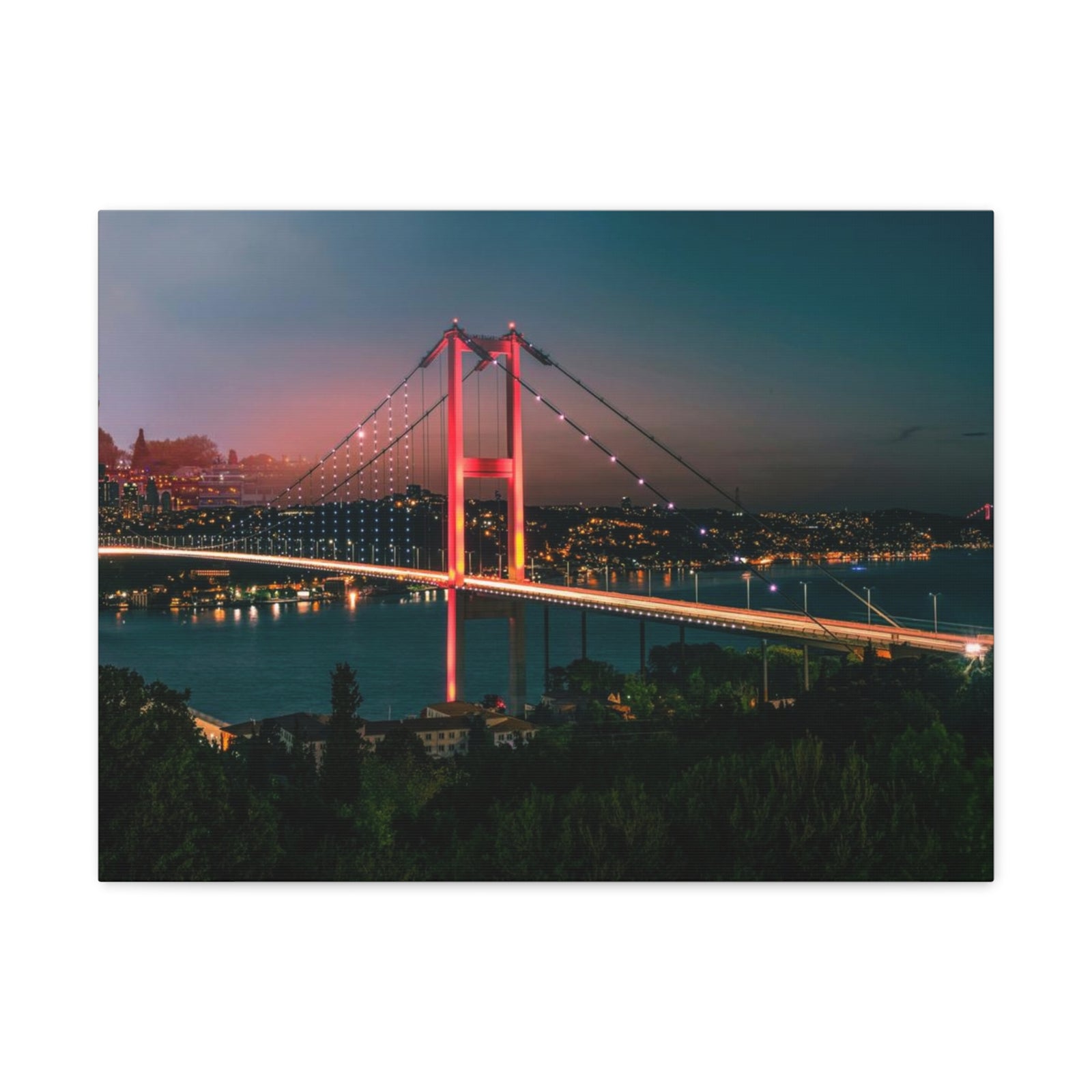 Istanbul Night Skyline Canvas Artwork High-Quality Breathtaking Stunning Cityscape for Home Decor Ready to Hang-Express Your Love Gifts