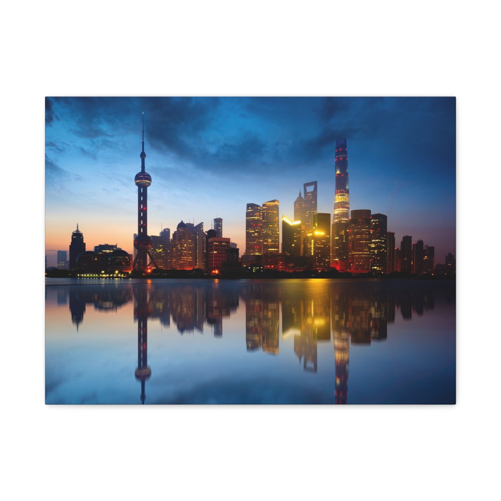 Shanghai Night Skyline Canvas Artwork High-Quality Breathtaking Stunning Cityscape for Home Decor Ready to Hang-Express Your Love Gifts