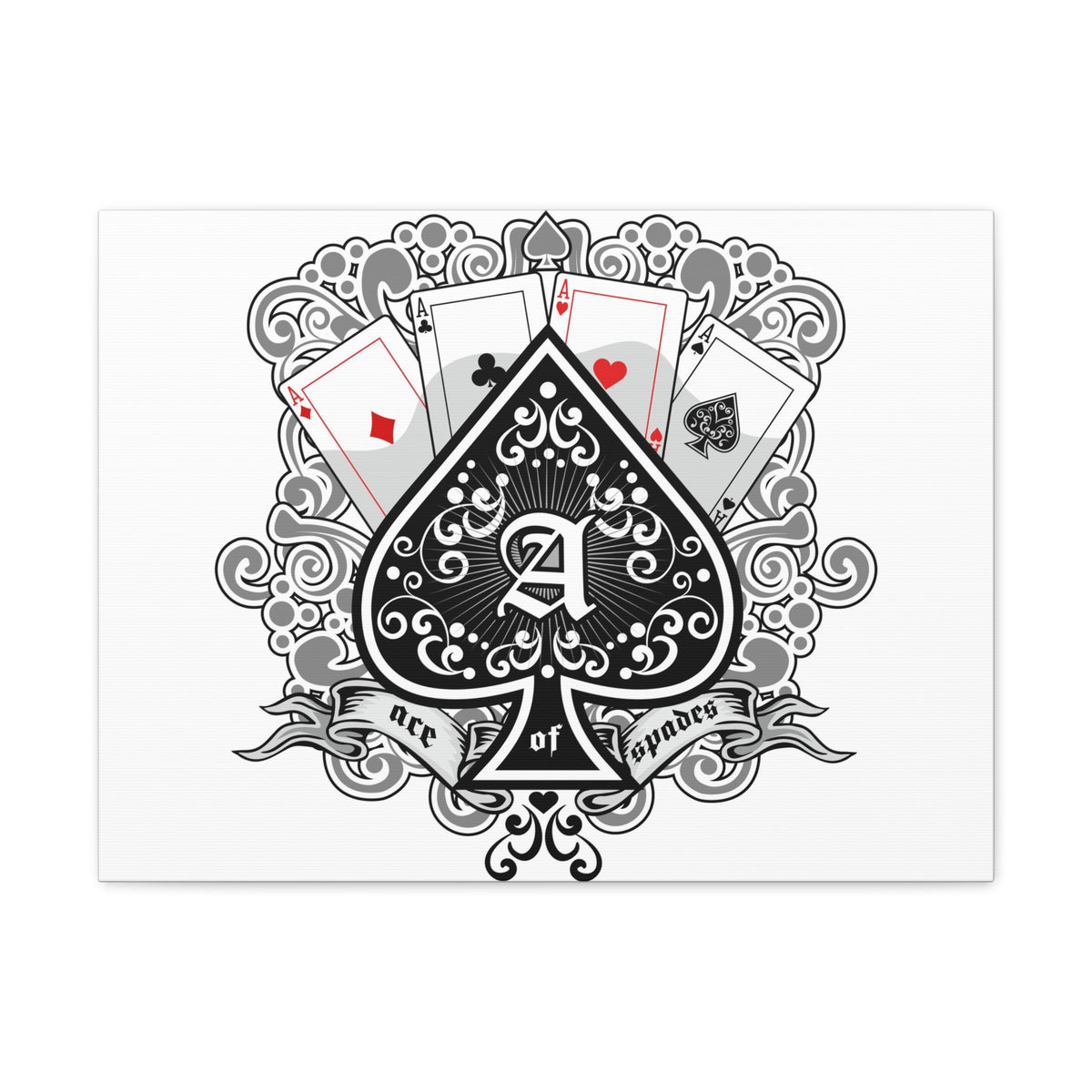 Gothic Coat Of Arms Ace Of Spades Playing Card Canvas Wall Art for Home Decor Ready-to-Hang-Express Your Love Gifts
