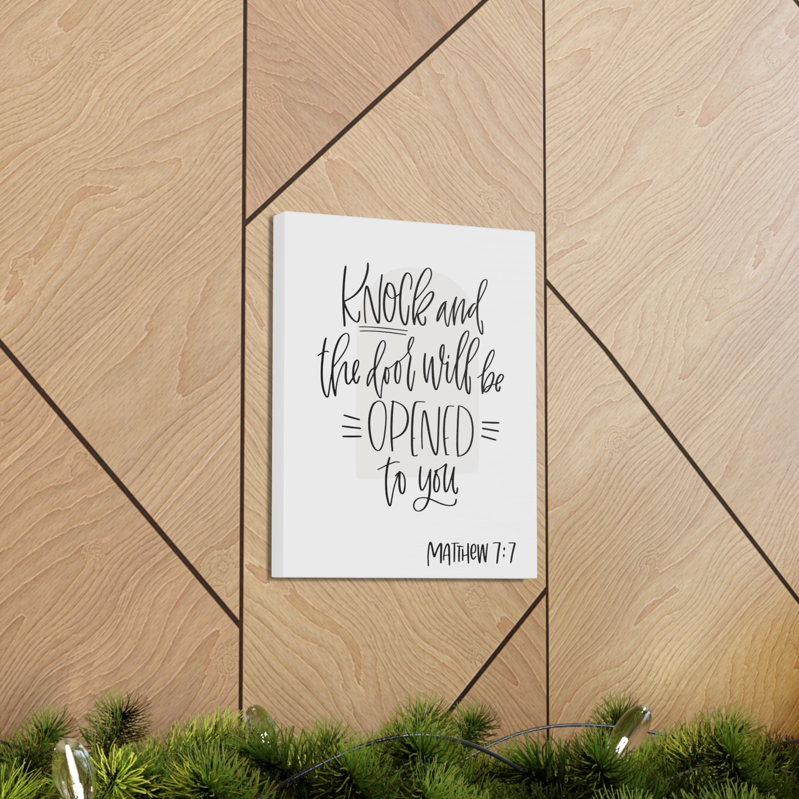 Scripture Walls Knock The Door And Will Be Opened To You Matthew 7:7 Bible Verse Canvas Christian Wall Art Ready To Hang-Express Your Love Gifts