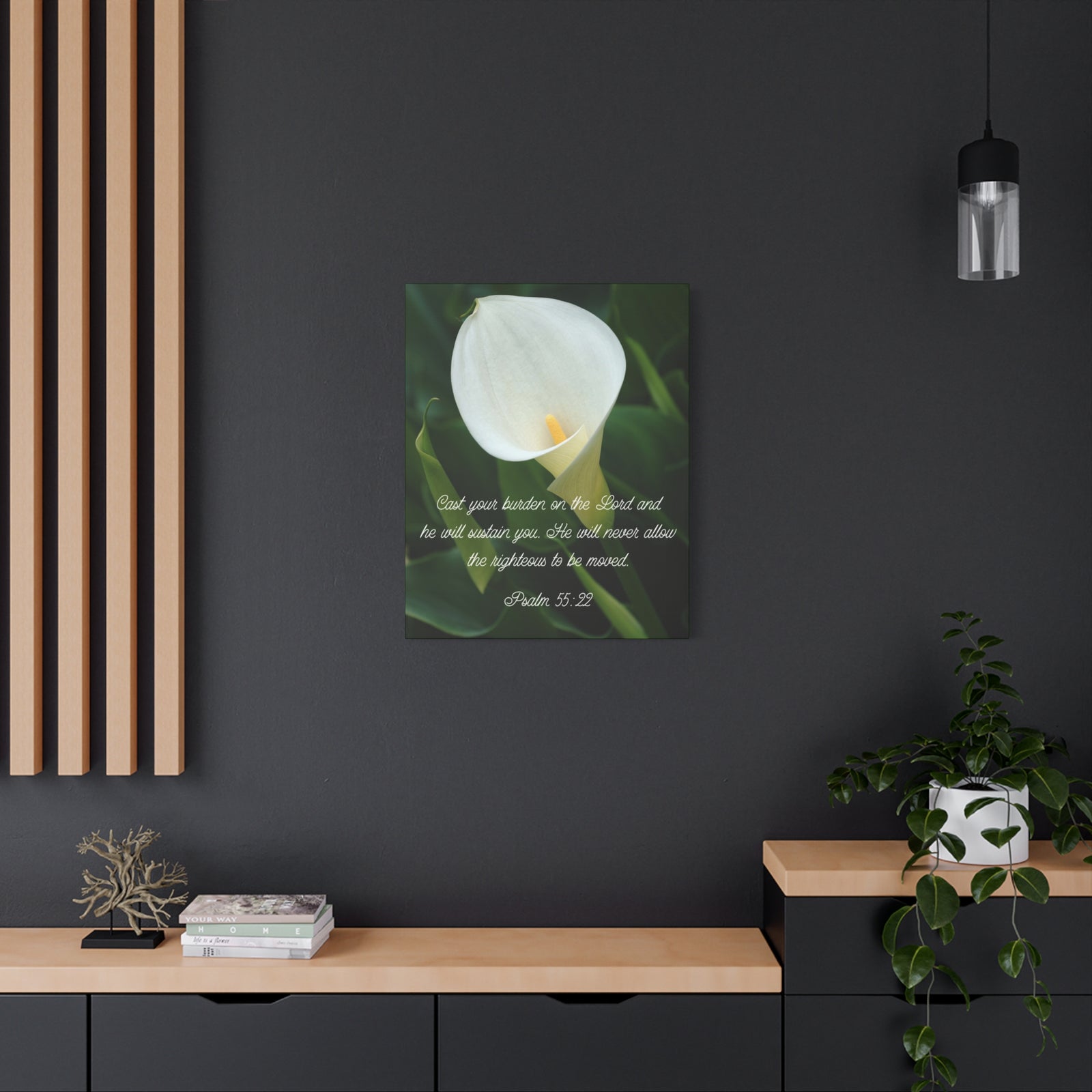 Scripture Canvas Cast Your Burden Psalm 55:22 Christian Wall Art Bible Verse Print Ready to Hang-Express Your Love Gifts