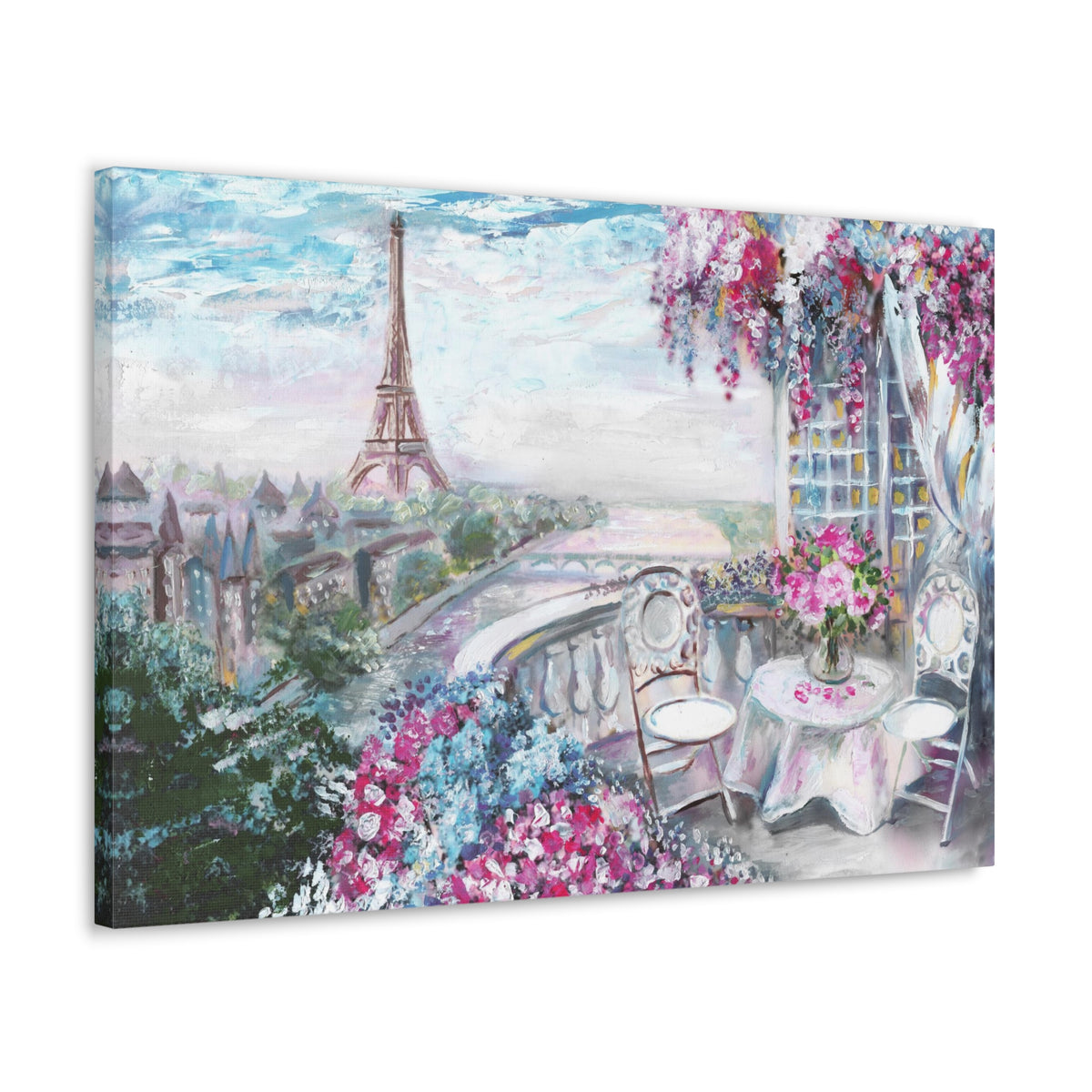 Paris Pink Eiffel Tower France Canvas Artwork High-Quality Breathtaking French City for Home Decor Ready to Hang-Express Your Love Gifts