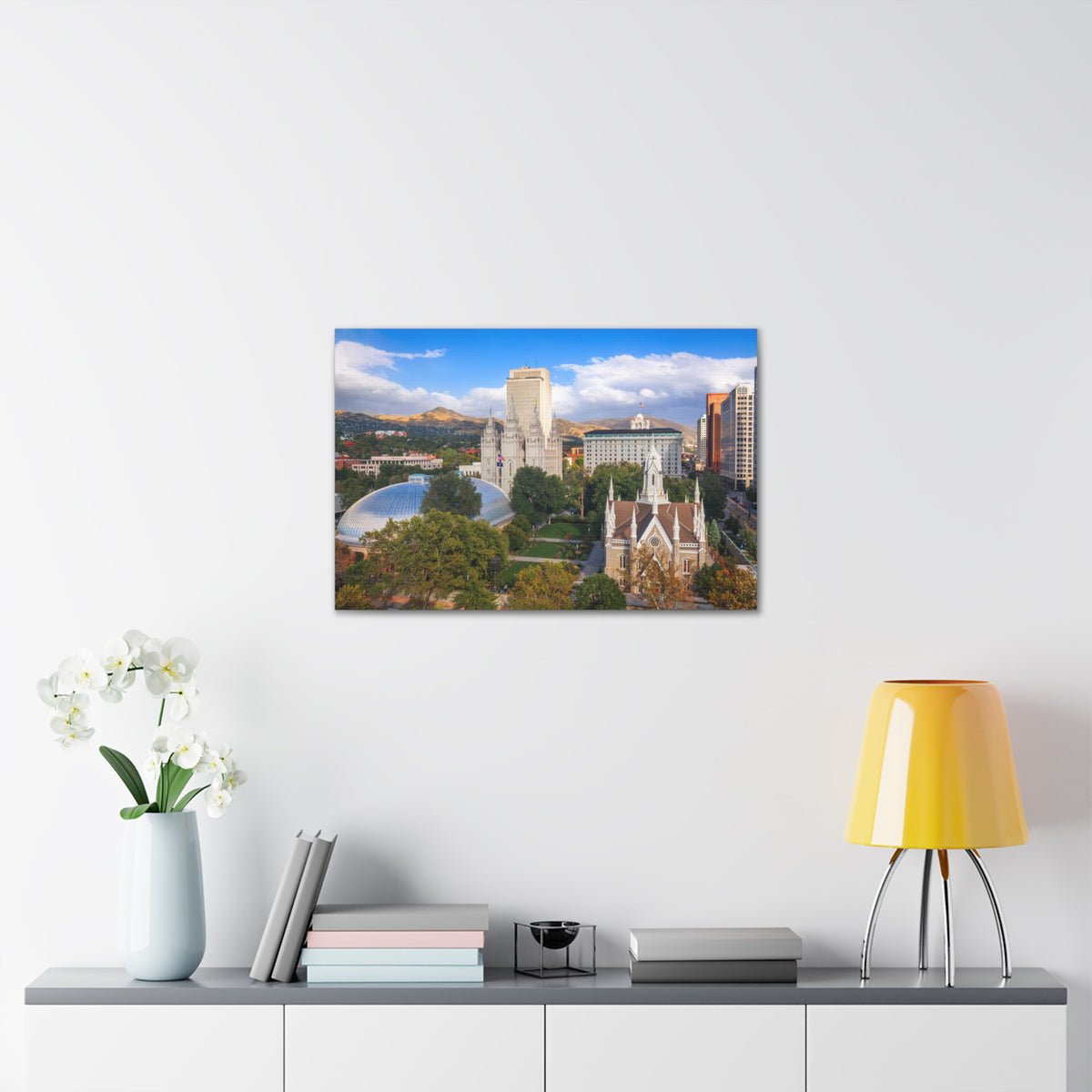 Salt Lake City Daytime Skyline Canvas Artwork High-Quality Breathtaking Stunning Cityscape for Home Decor Ready to Hang-Express Your Love Gifts