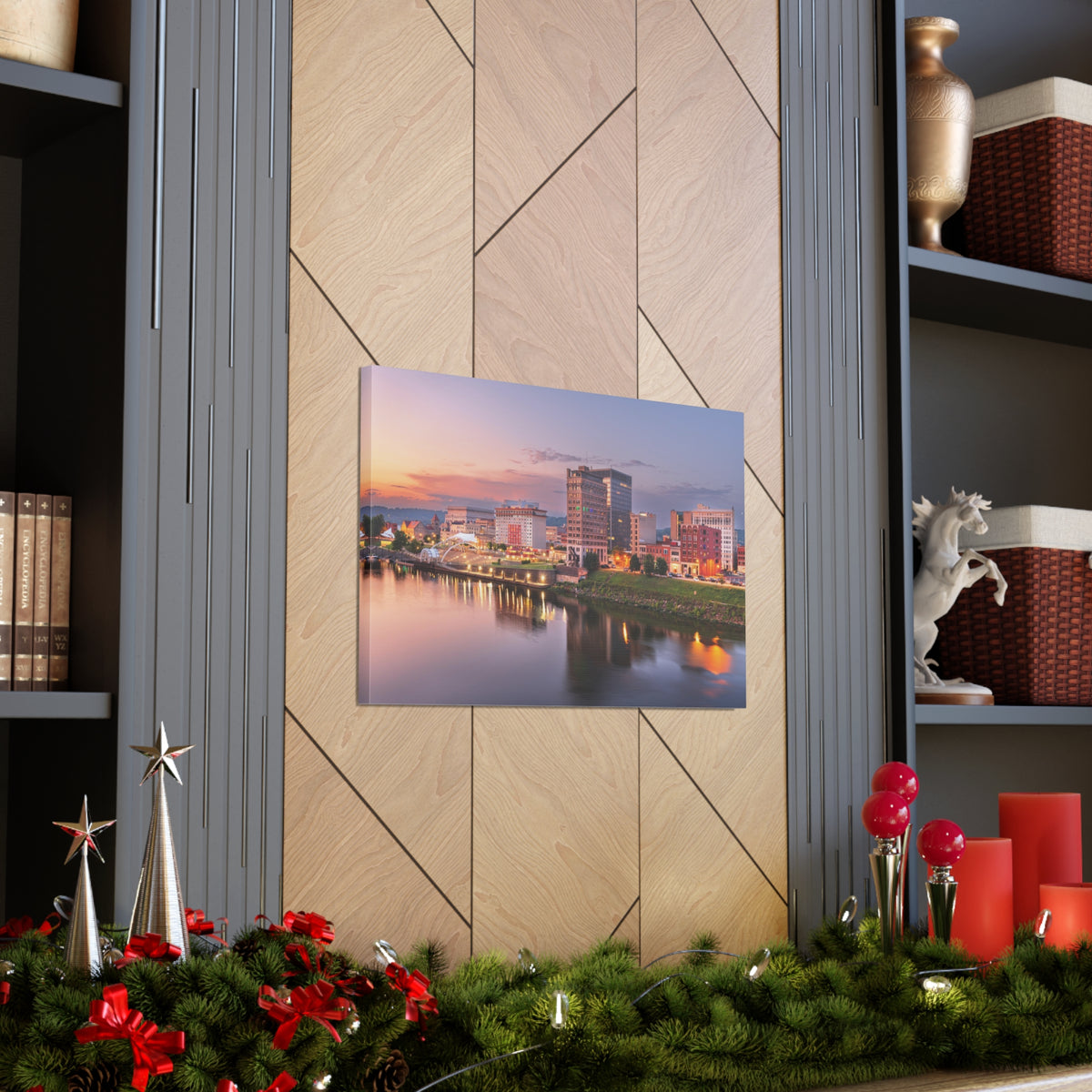 Charleston Night Skyline Canvas Artwork High-Quality Breathtaking Stunning Cityscape for Home Decor Ready to Hang-Express Your Love Gifts