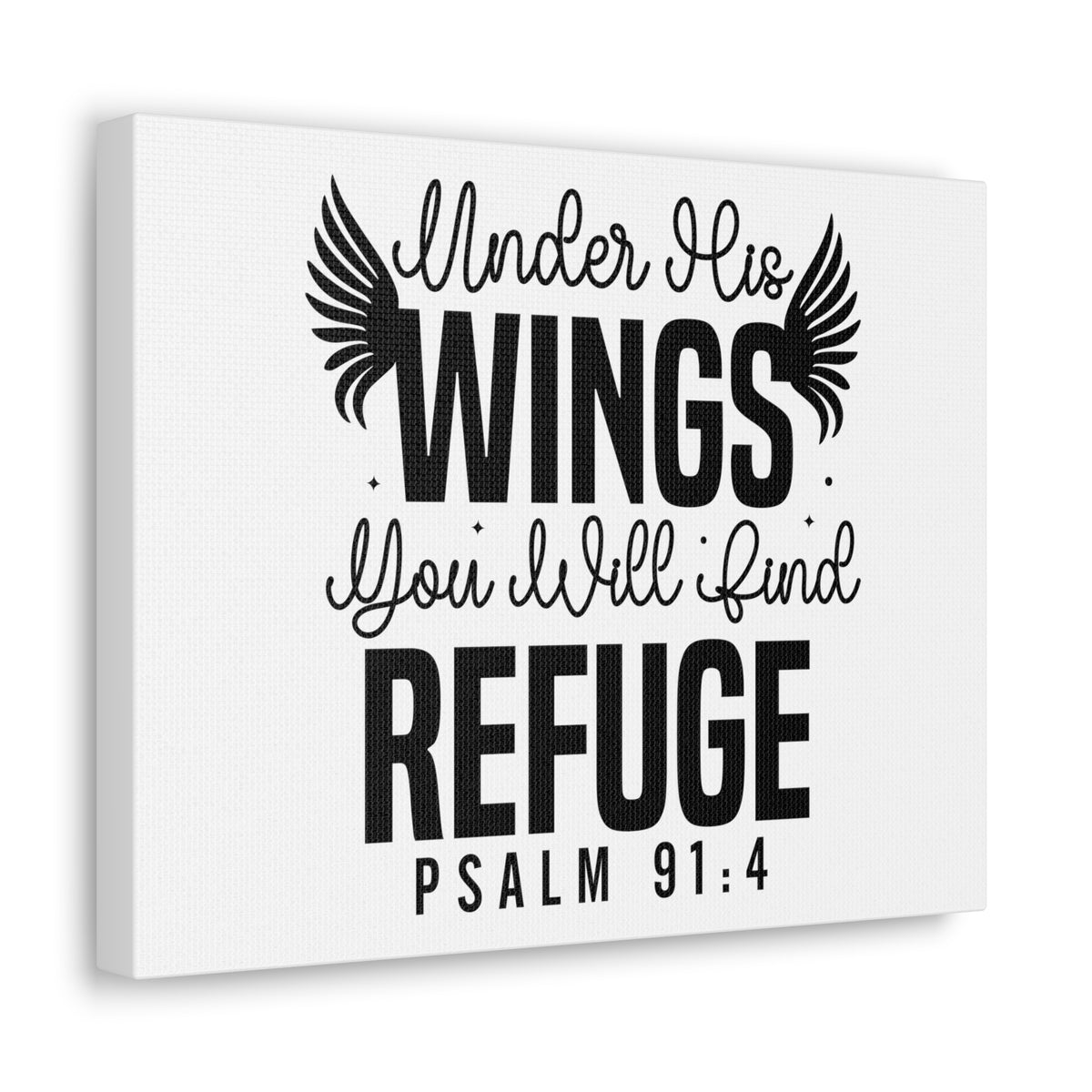 Scripture Walls Psalm 91:4 Under His Wings Bible Verse Canvas Christian Wall Art Ready to Hang Unframed-Express Your Love Gifts