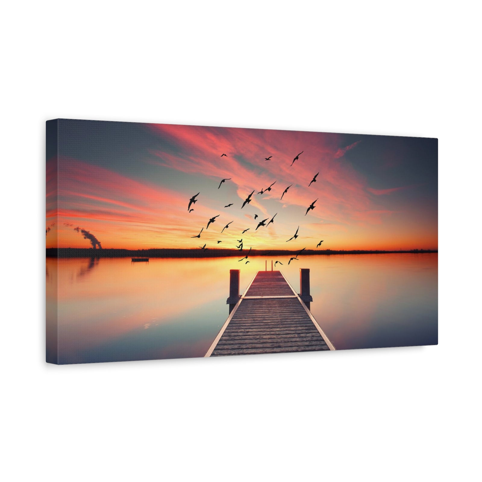 Evening Beach Pier Nature Wilderness Photography Canvas Wall Art for Home Decor Ready-to-Hang-Express Your Love Gifts
