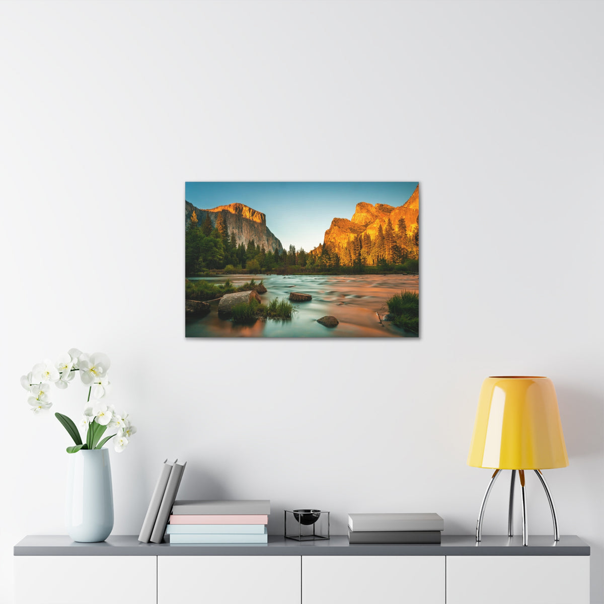 Mountain Valley Golden Hour Nature Wilderness Photography Canvas Wall Art for Home Decor Ready-to-Hang-Express Your Love Gifts