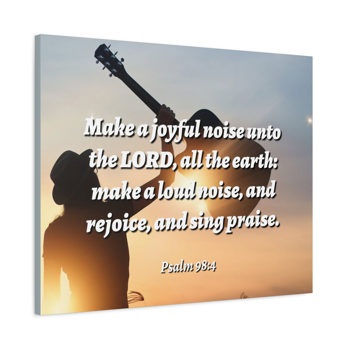 Scripture Canvas Sing Praise Psalm 98:4 Christian Wall Art Bible Verse Print Ready to Hang-Express Your Love Gifts