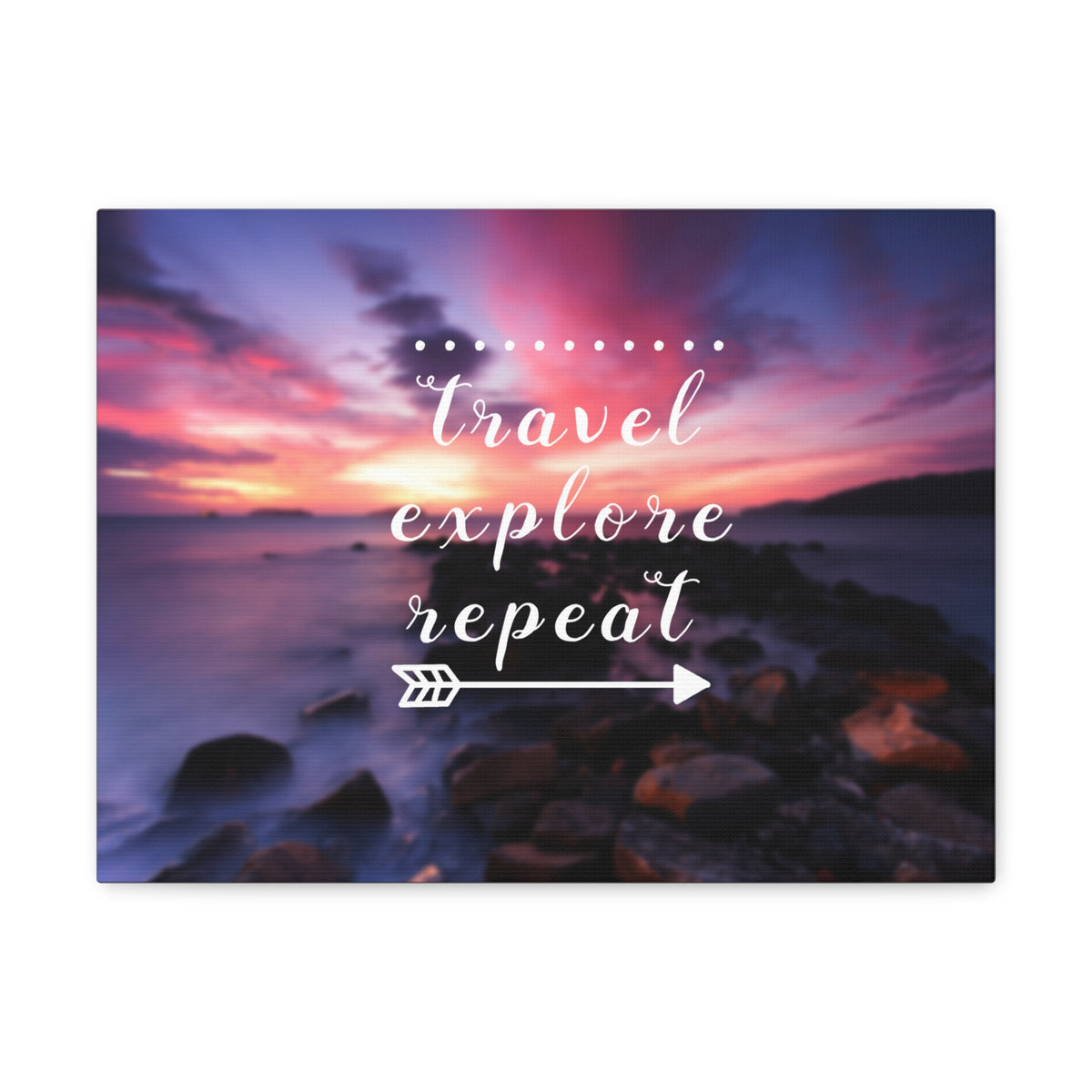 Inspirational Quote Canvas Travel Explore Repeat Motivational Print Ready to Hang Artwork-Express Your Love Gifts