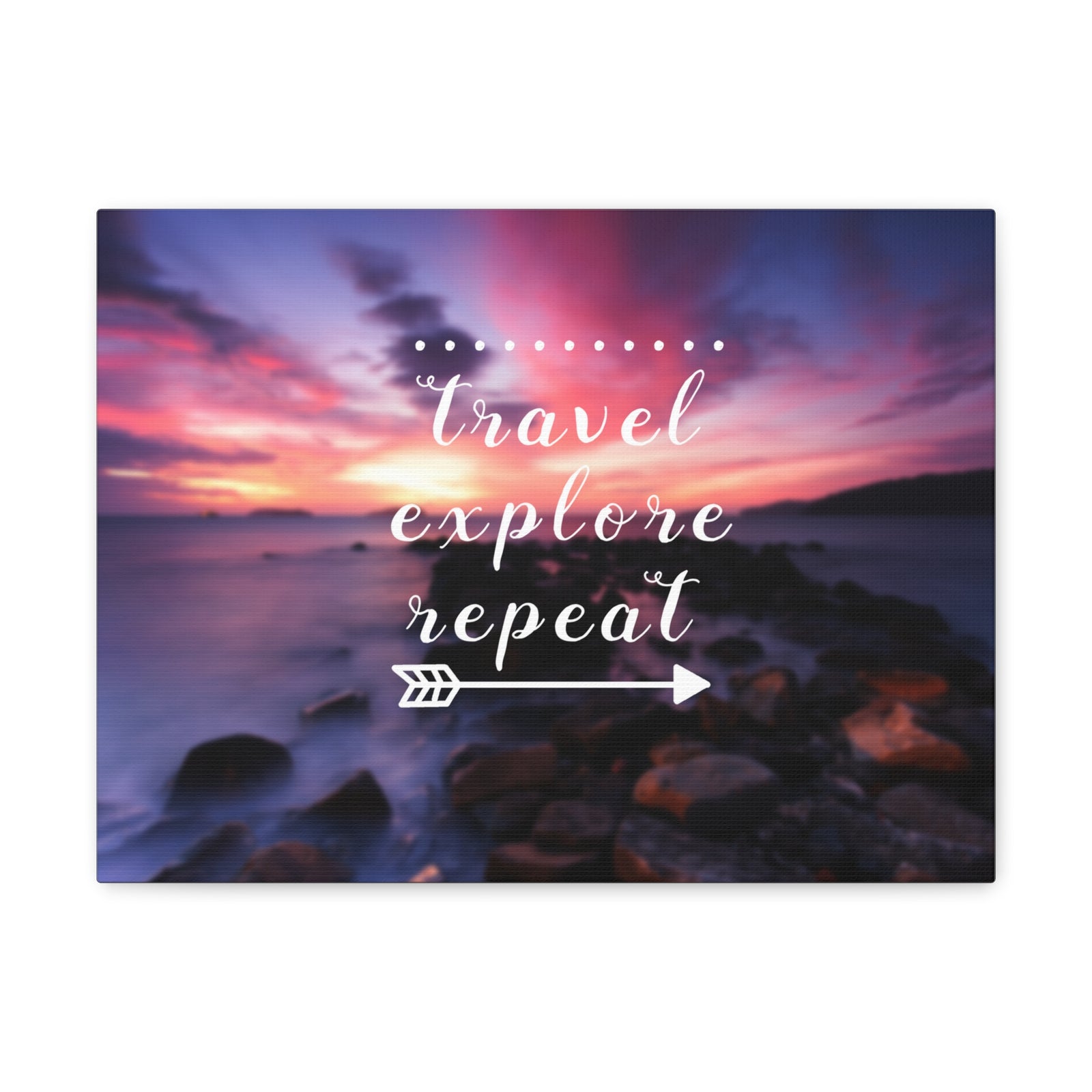 Inspirational Quote Canvas Travel Explore Repeat Motivational Print Ready to Hang Artwork-Express Your Love Gifts