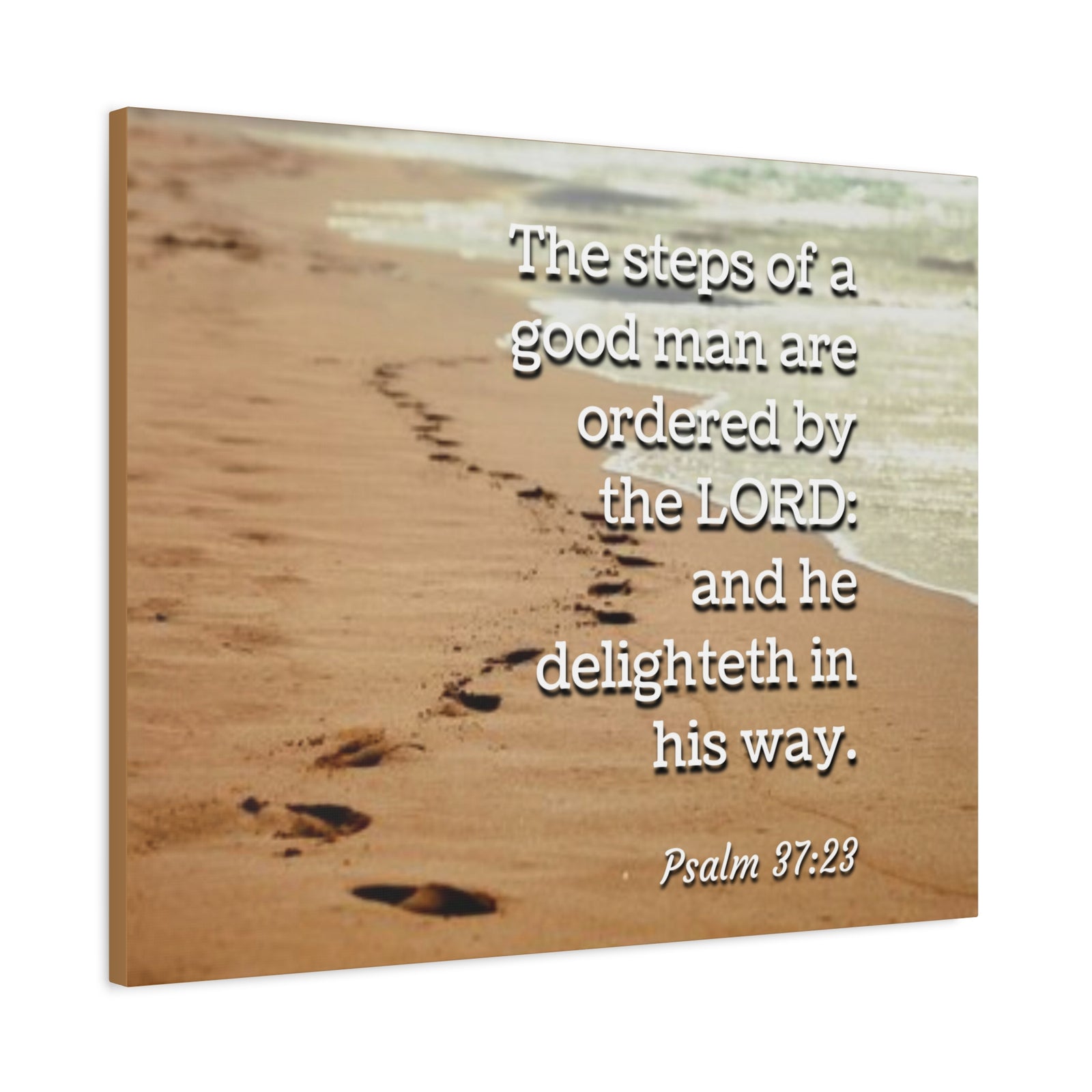 Scripture Canvas The Steps Psalm 37:23 Christian Wall Art Bible Verse Print Ready to Hang-Express Your Love Gifts