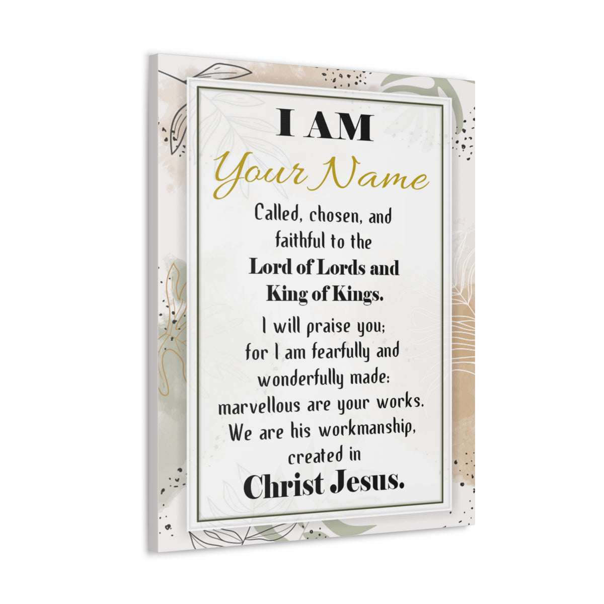 Personalized Called Chosen in Christ's Workmanship Bible Chapter Canvas Christian Wall Art Ready to Hang-Express Your Love Gifts