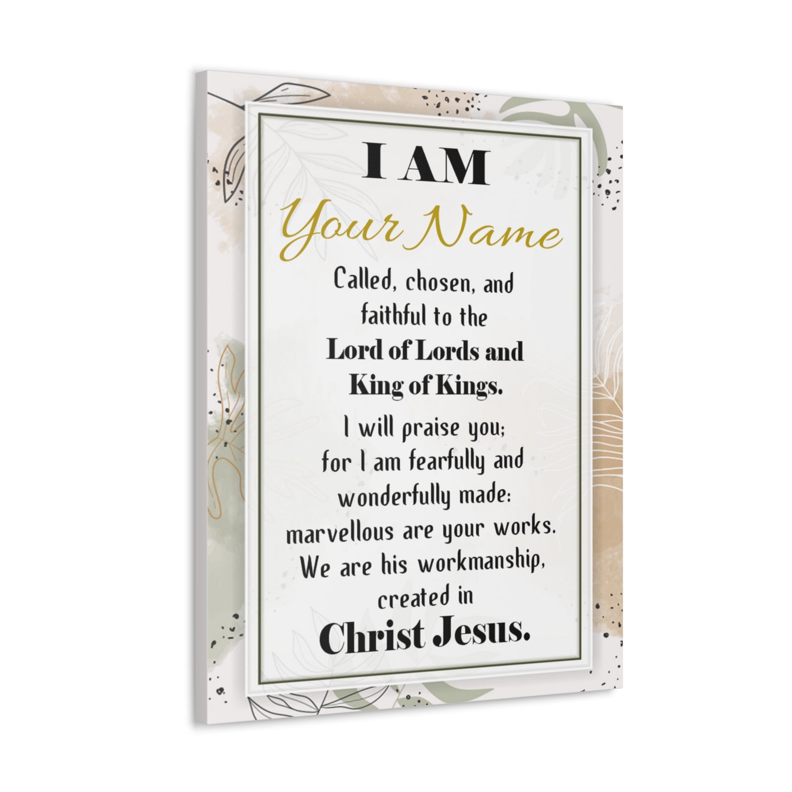 Personalized Called Chosen in Christ's Workmanship Bible Chapter Canvas Christian Wall Art Ready to Hang-Express Your Love Gifts