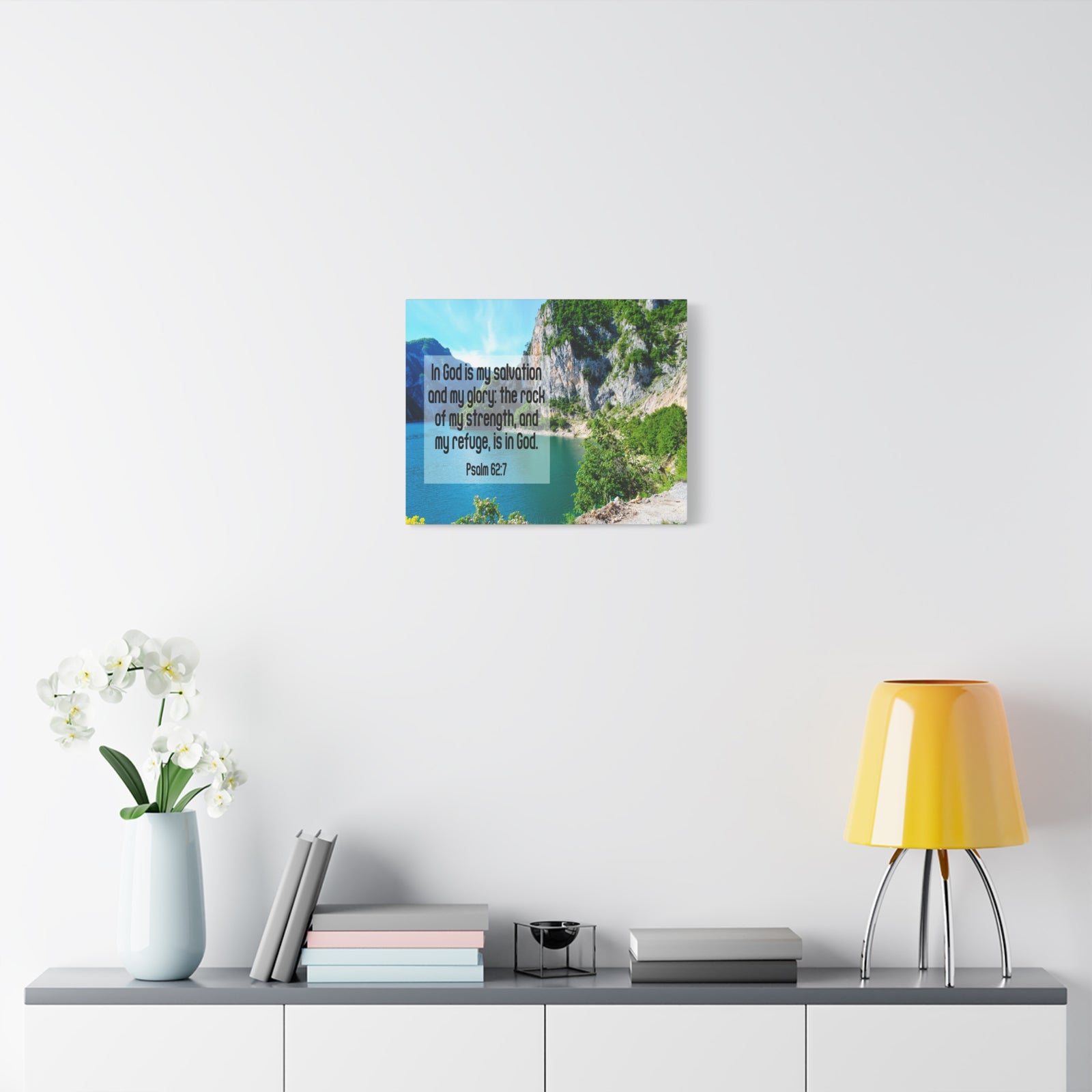 Scripture Canvas In God is My Salvation Psalm 62:7 Christian Wall Art Bible Verse Print Ready to Hang-Express Your Love Gifts