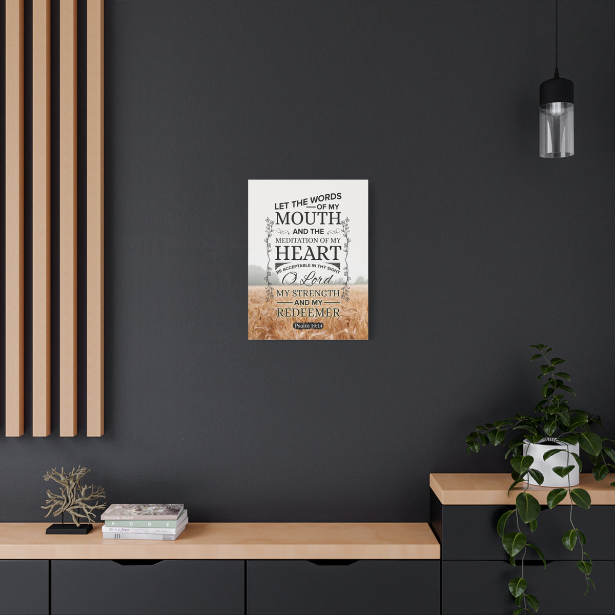 Scripture Canvas Lord My Strength Psalm 19:14 Christian Wall Art Bible Verse Print Ready to Hang-Express Your Love Gifts